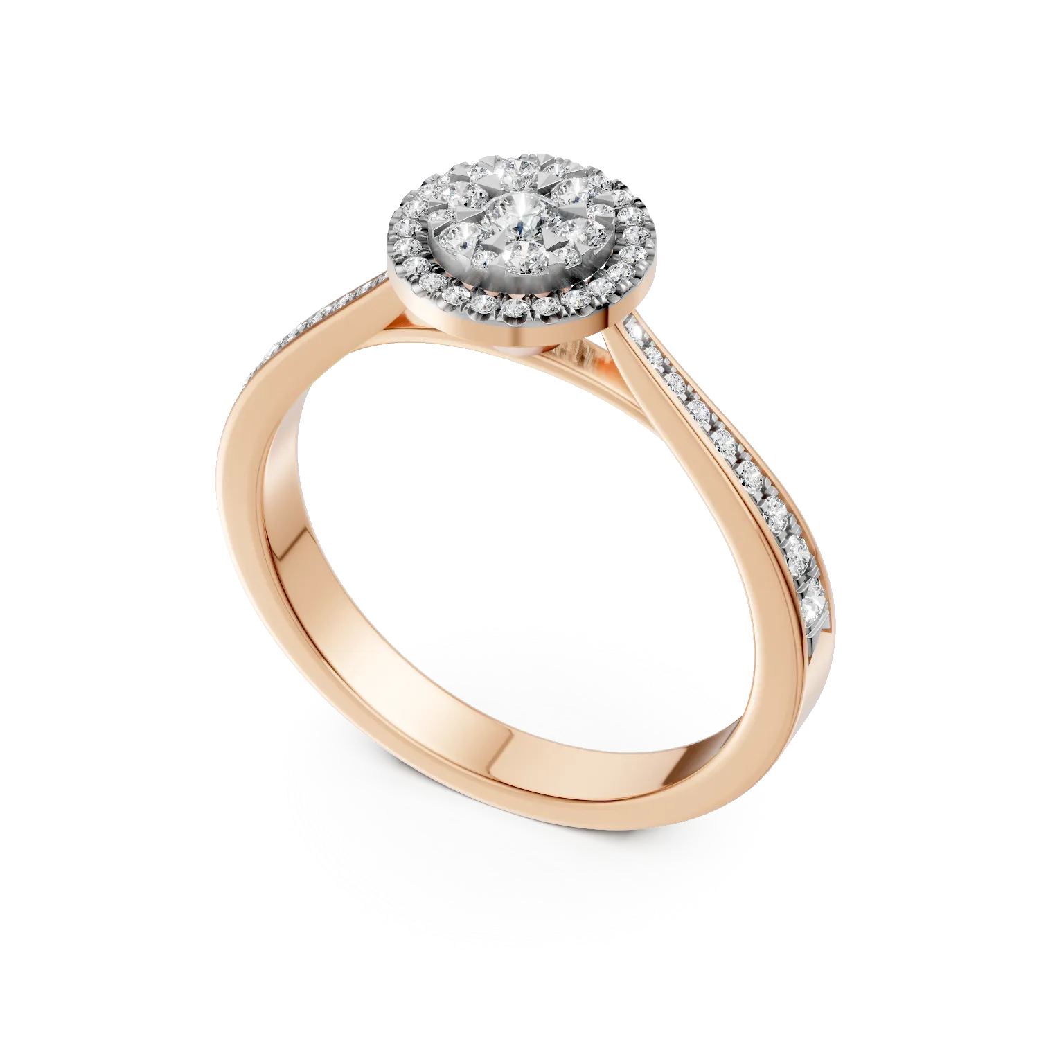 18K rózsaszín arany eljegyzési gyűrű 0.427ct gyémántokkal