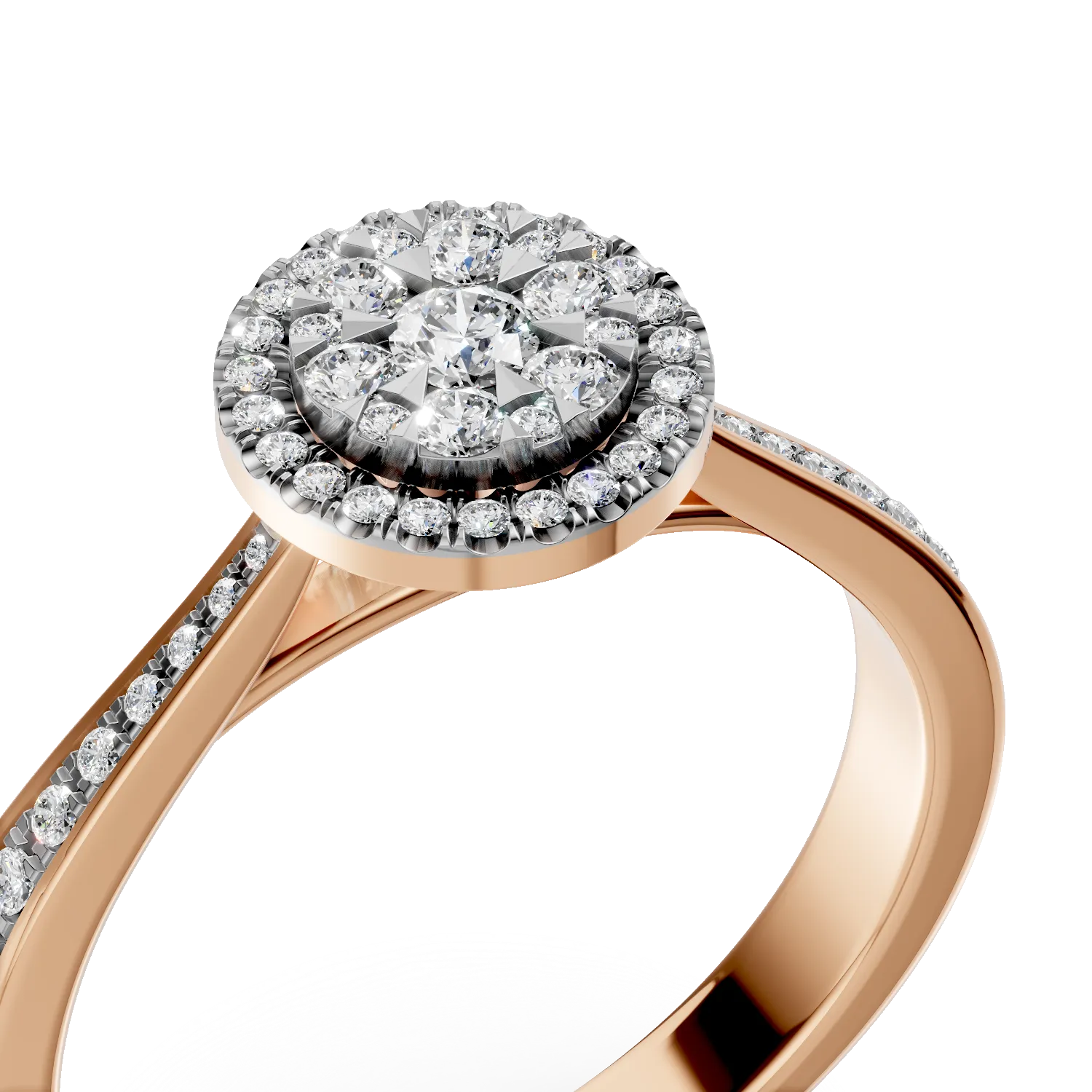 18K rózsaszín arany eljegyzési gyűrű 0.427ct gyémántokkal