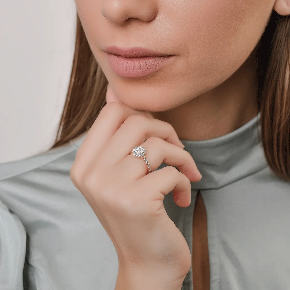 18K rózsaszín arany eljegyzési gyűrű 0.427ct gyémántokkal