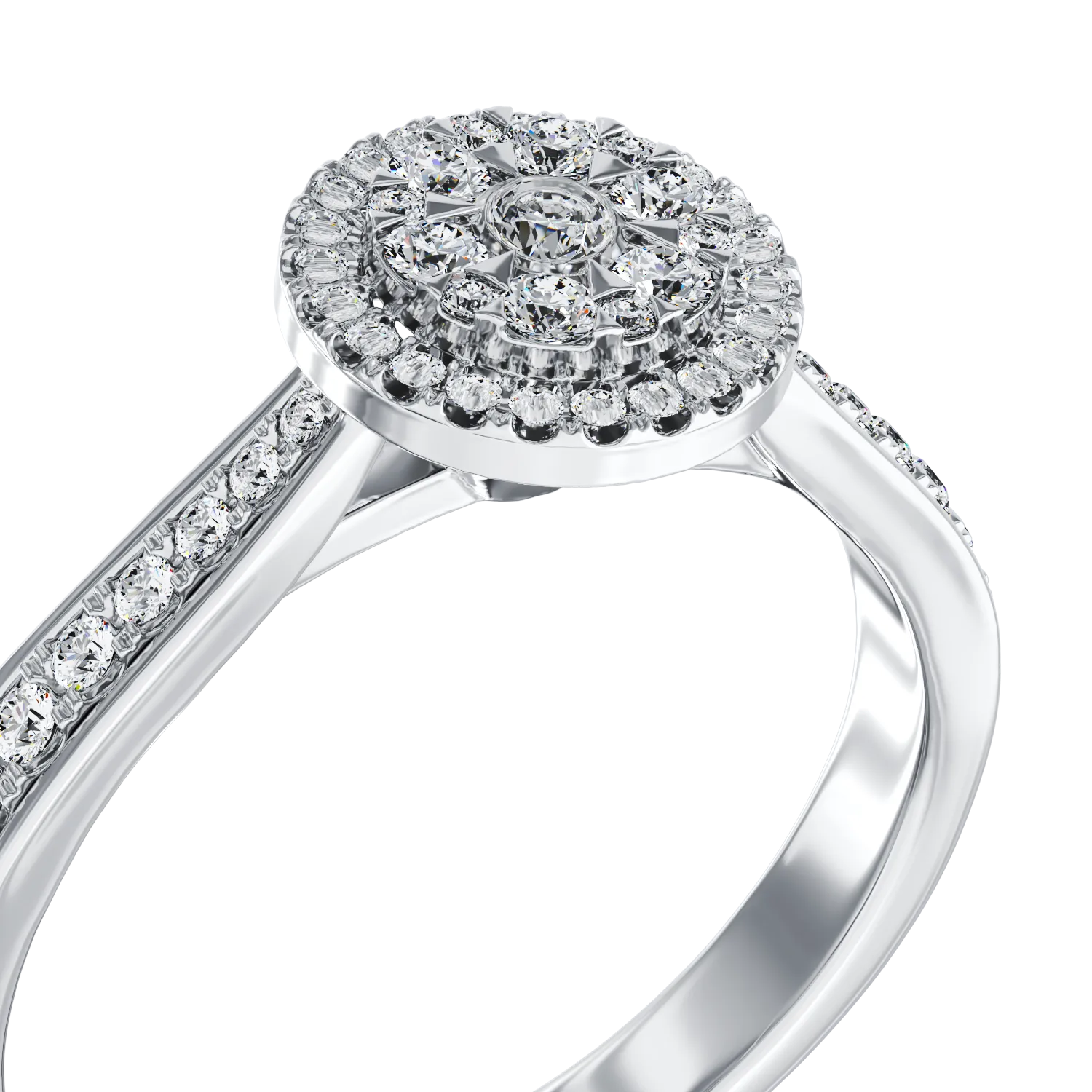 Годежен пръстен от бяло злато 18К с диаманти 0.434гкт
