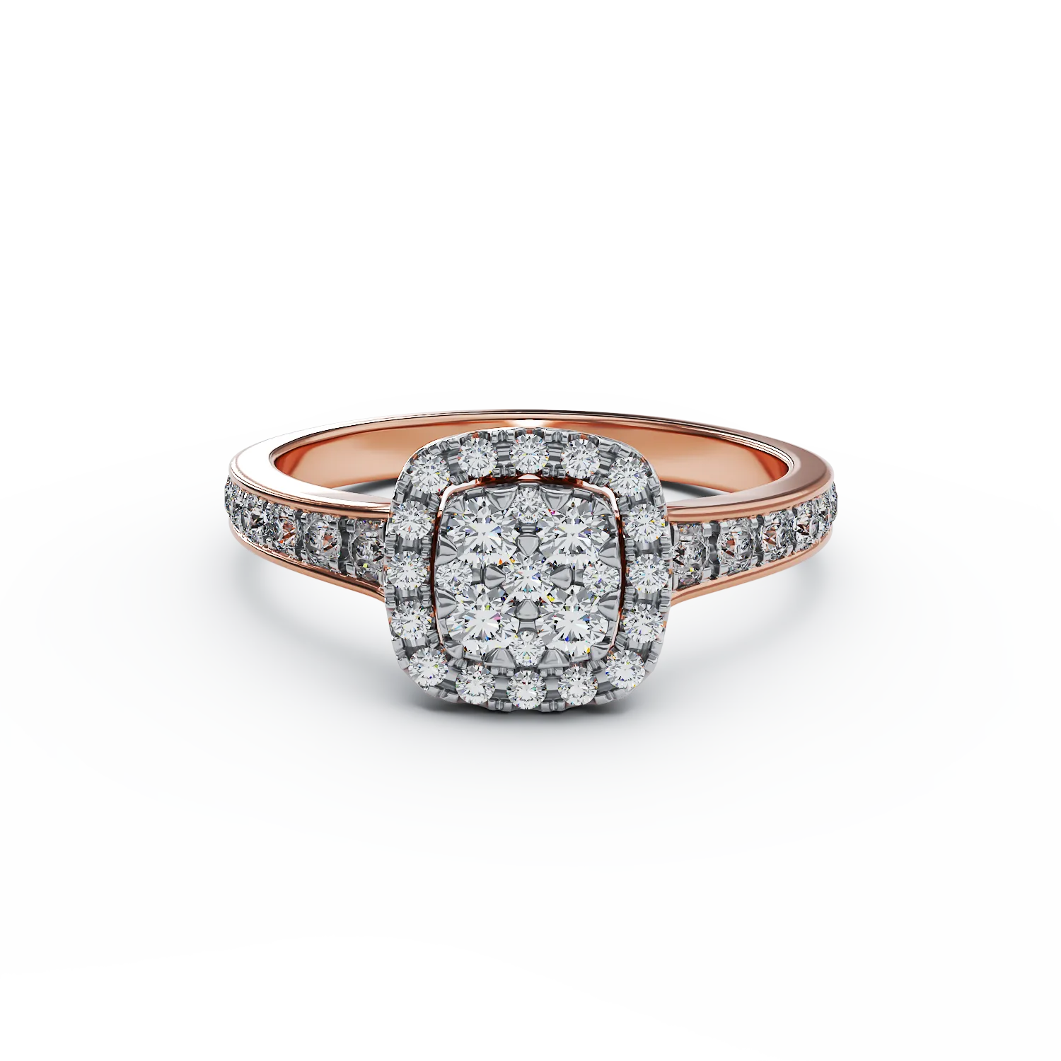 Годежен пръстен от розово злато 18K с диаманти 0.52ct