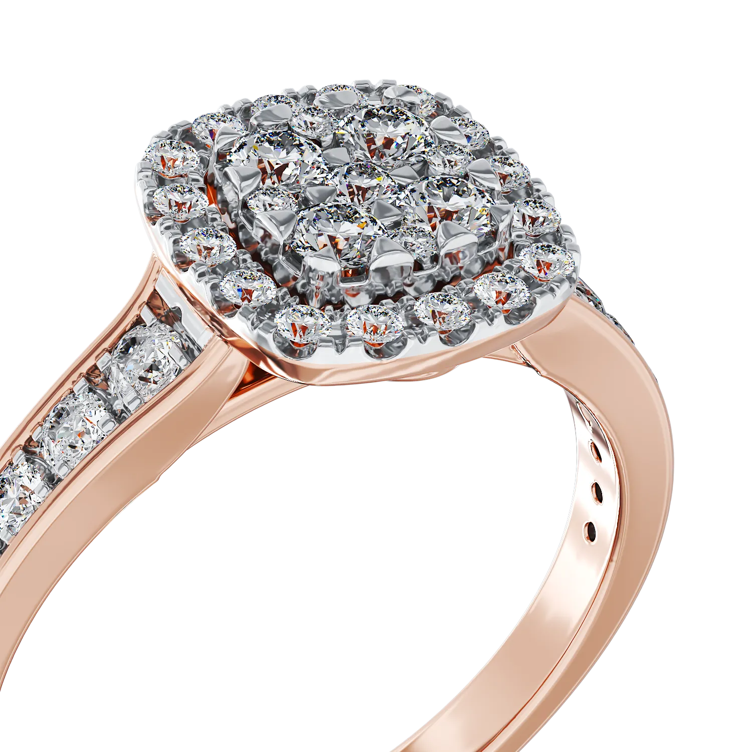 Годежен пръстен от розово злато 18K с диаманти 0.52ct