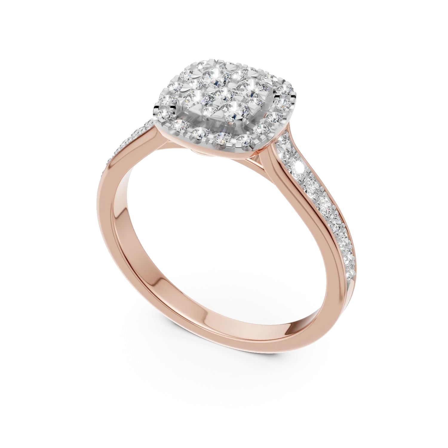 Inel de logodna din aur roz de 18K cu diamante de 0.52ct