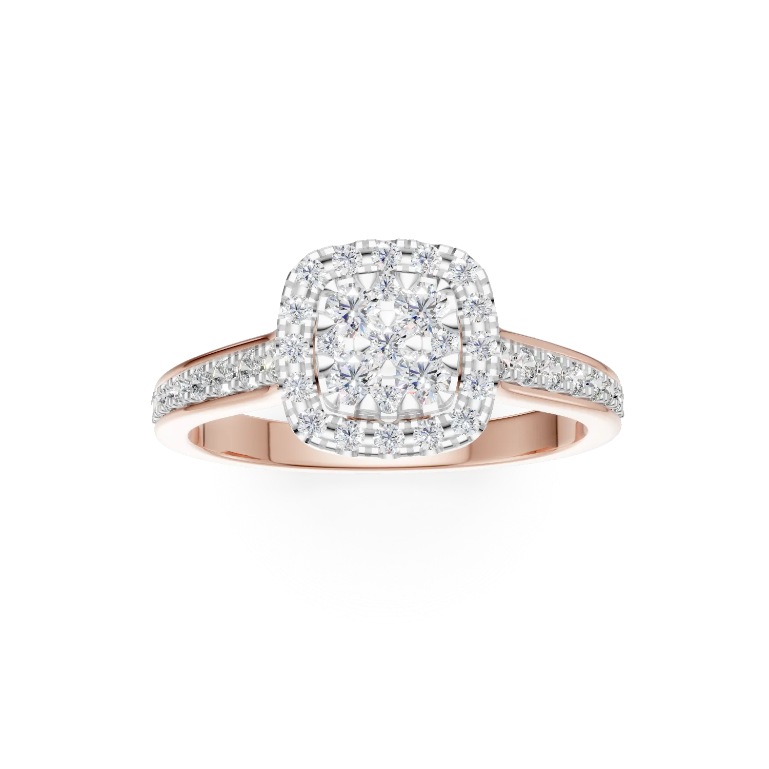 Inel de logodna din aur roz de 18K cu diamante de 0.52ct