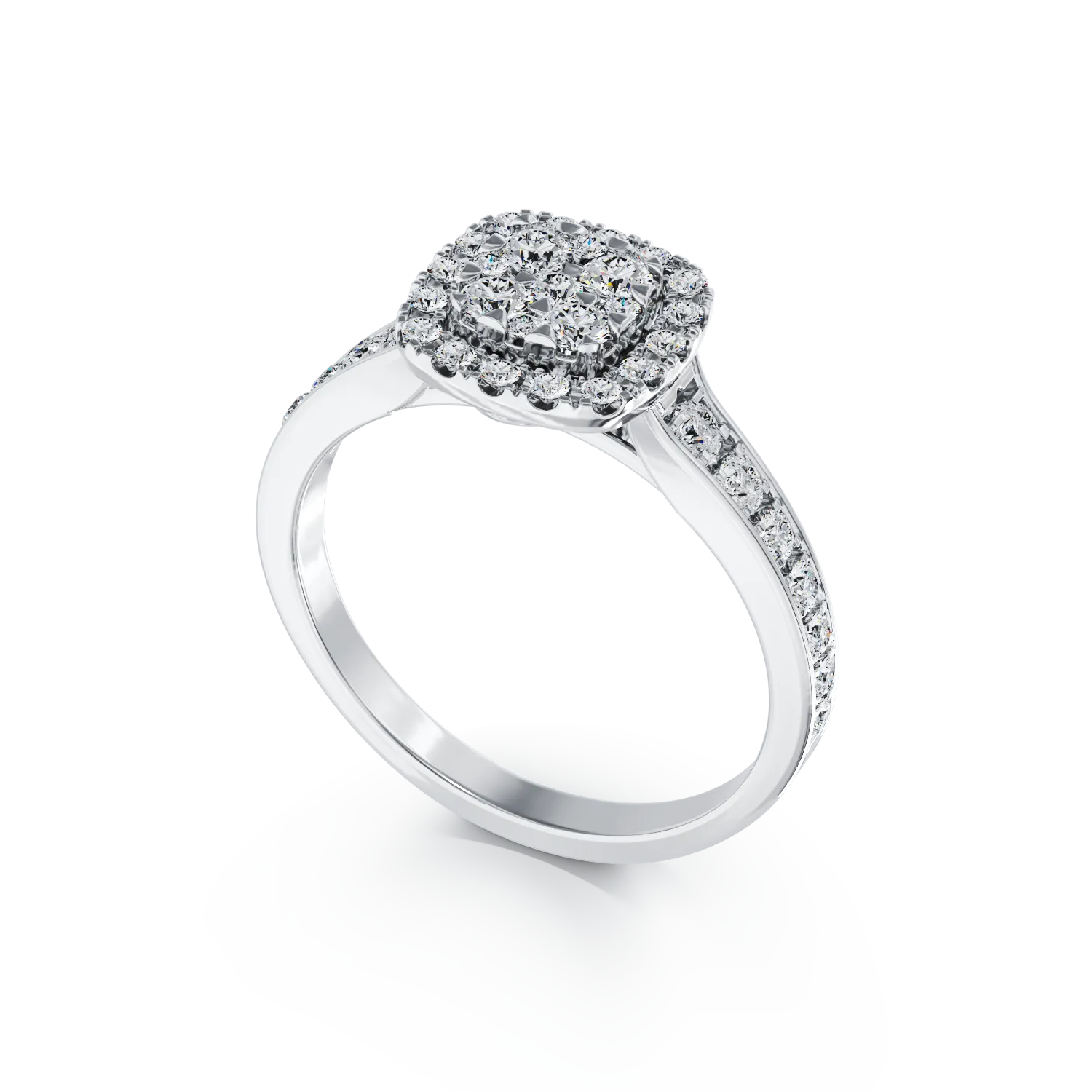 Inel de logodna din aur alb de 18K cu diamante de 0.52ct