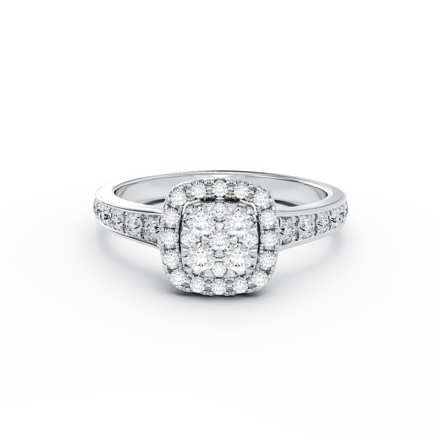 Inel de logodna din aur alb de 18K cu diamante de 0.52ct