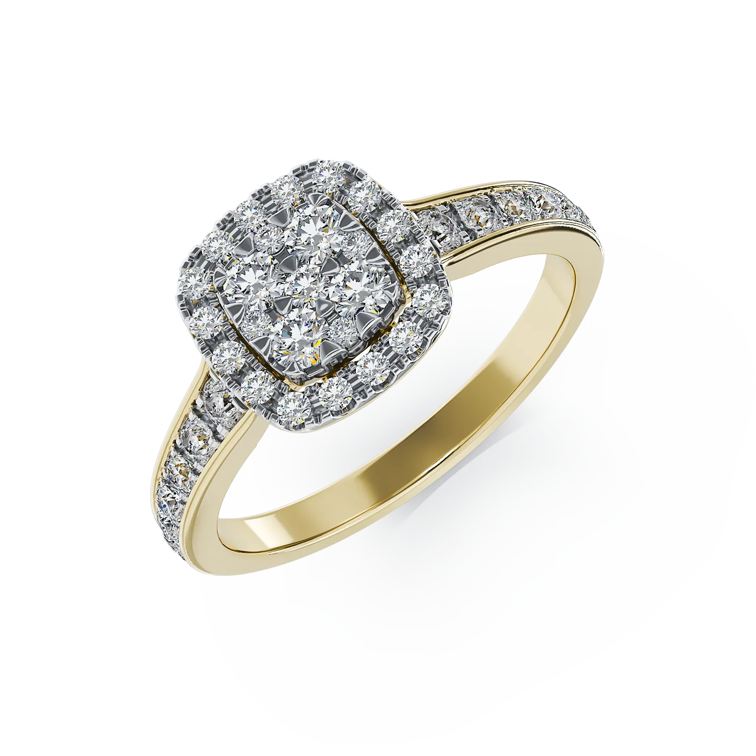 18 karátos sárga arany eljegyzési gyűrű 0.52 karátos gyémántokkal