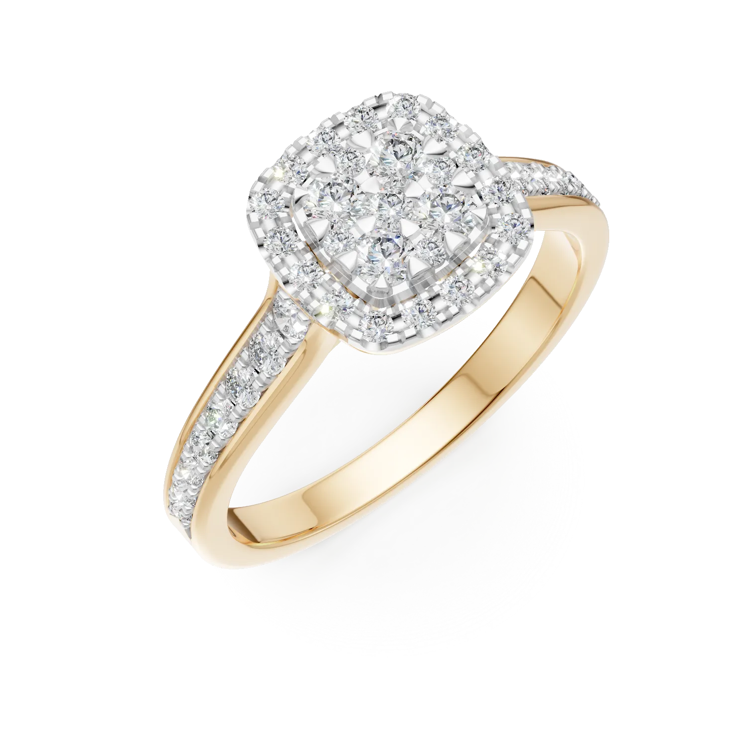 Inel de logodna din aur galben de 18K cu diamante de 0.52ct