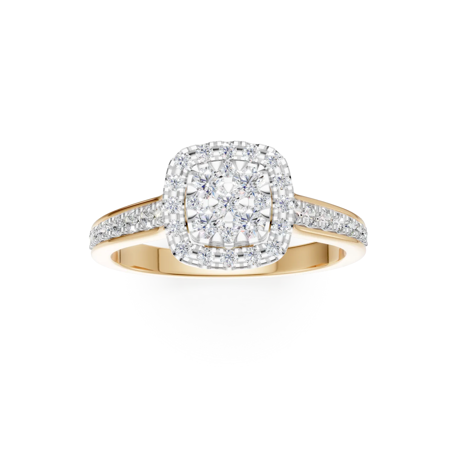 Годежен пръстен от жълто злато 18K с диаманти 0.52ct