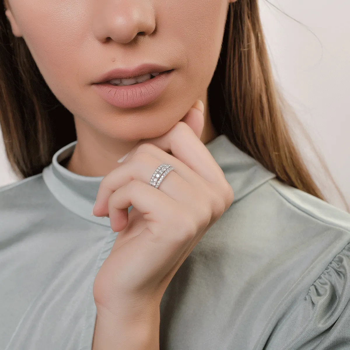 Inel din aur alb de 18K cu diamante de 0.9ct