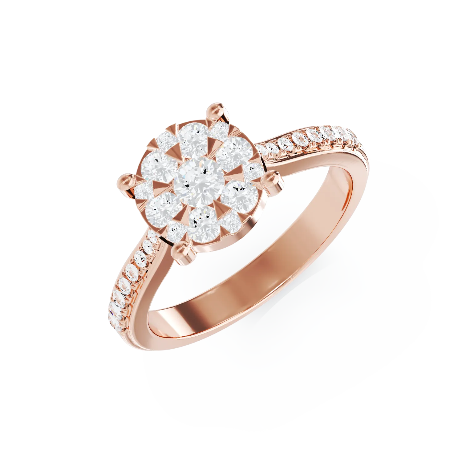 Inel de logodna din aur roz cu diamante de 0.49ct