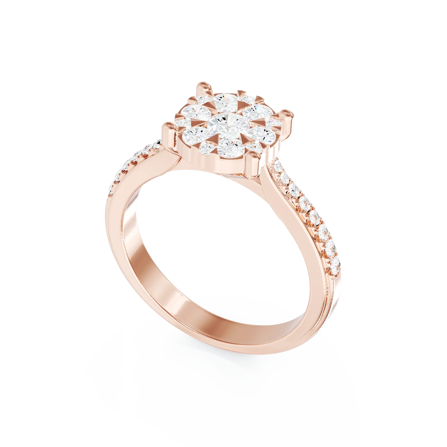Inel de logodna din aur roz de 18K cu diamante de 0.49ct