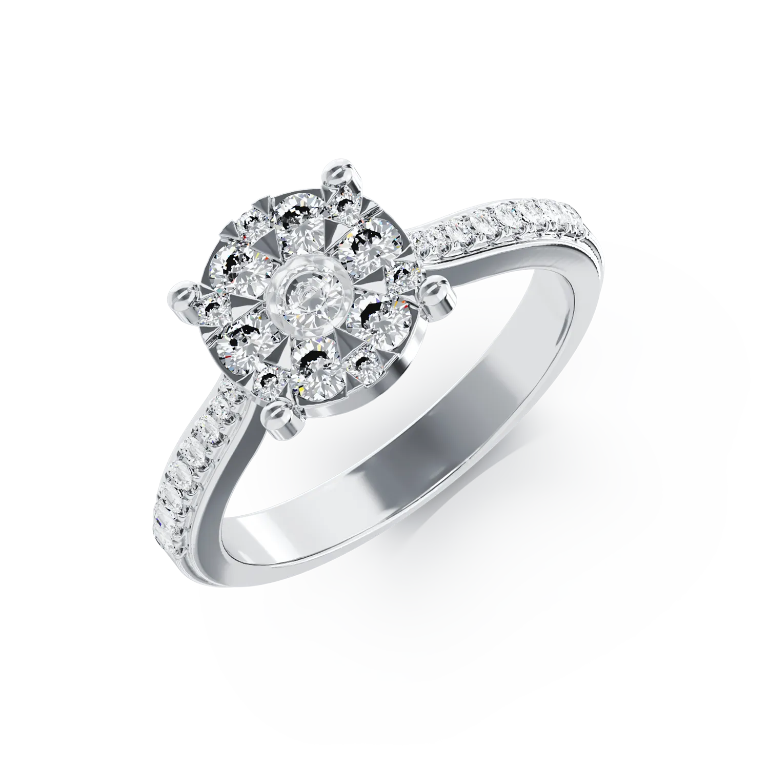 Inel de logodna din aur alb de 18K cu diamante de 0.48ct