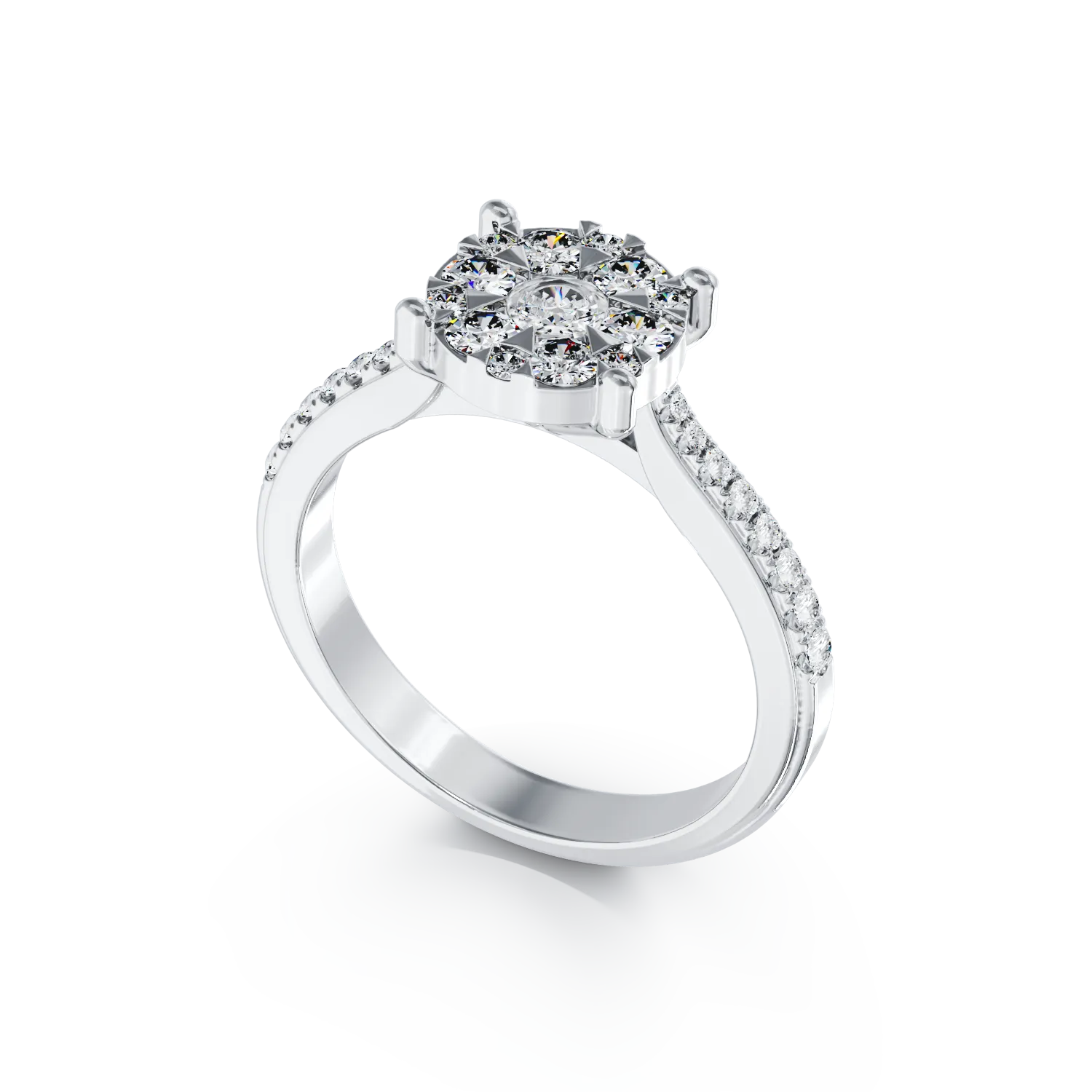 18 karátos fehérarany eljegyzési gyűrű 0.48 karátos gyémántokkal