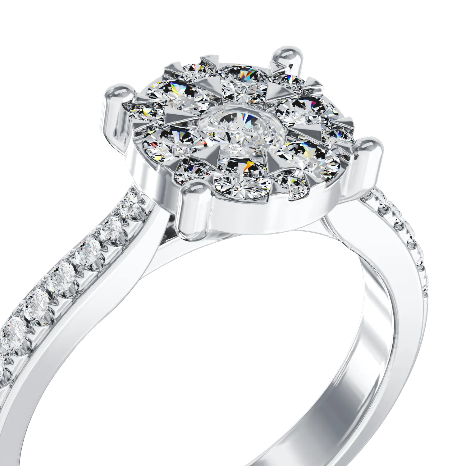 Годежен пръстен от бяло злато 18K с диаманти 0.48ct