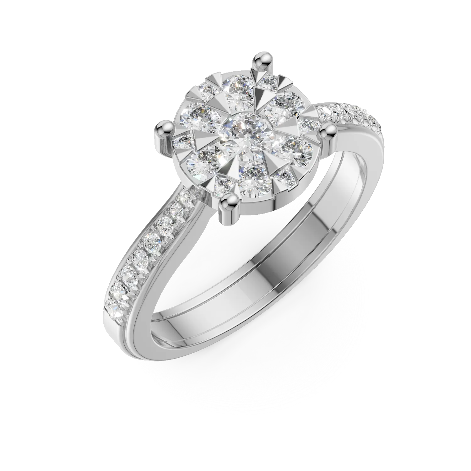 Pierścionek zaręczynowy z 18K białego złota z diamentami o masie 0.48ct