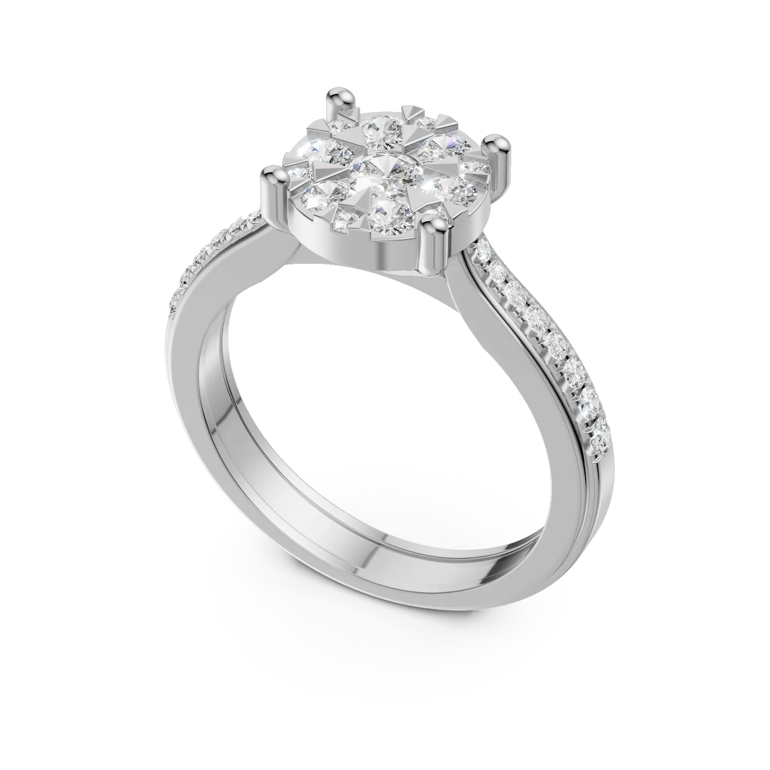 Inel de logodna din aur alb de 18K cu diamante de 0.48ct