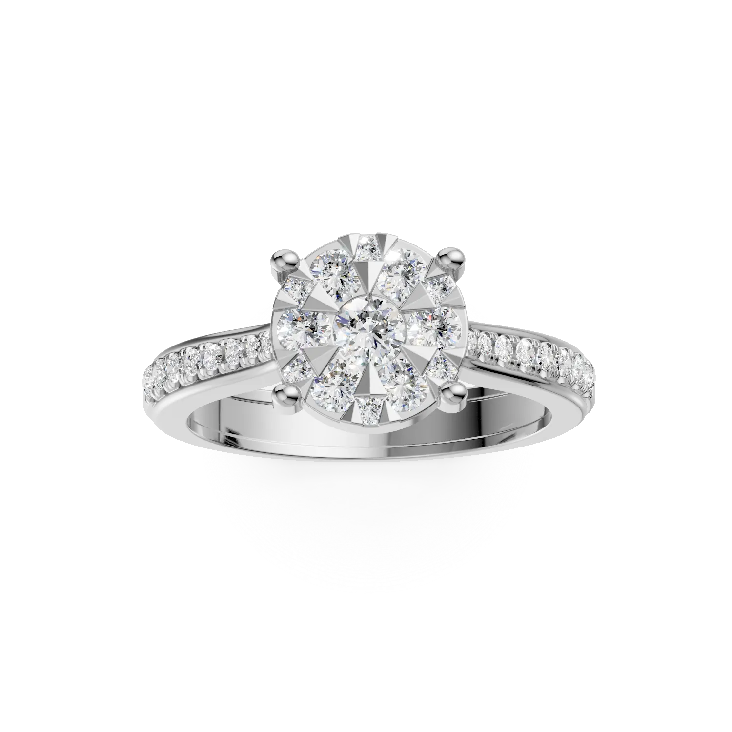 Inel de logodna din aur alb de 18K cu diamante de 0.48ct