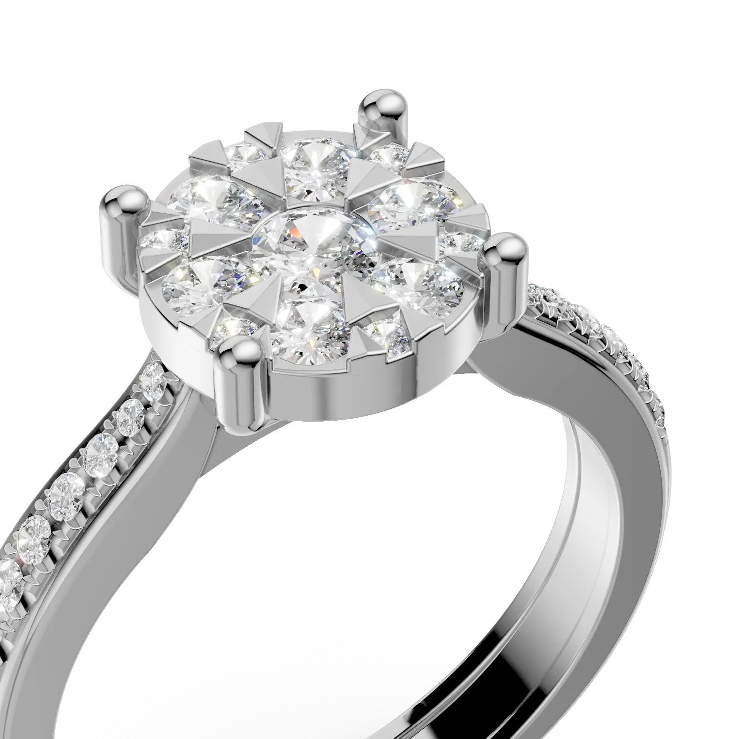 Inel de logodna din aur alb de 18K cu diamante de 0.48ct