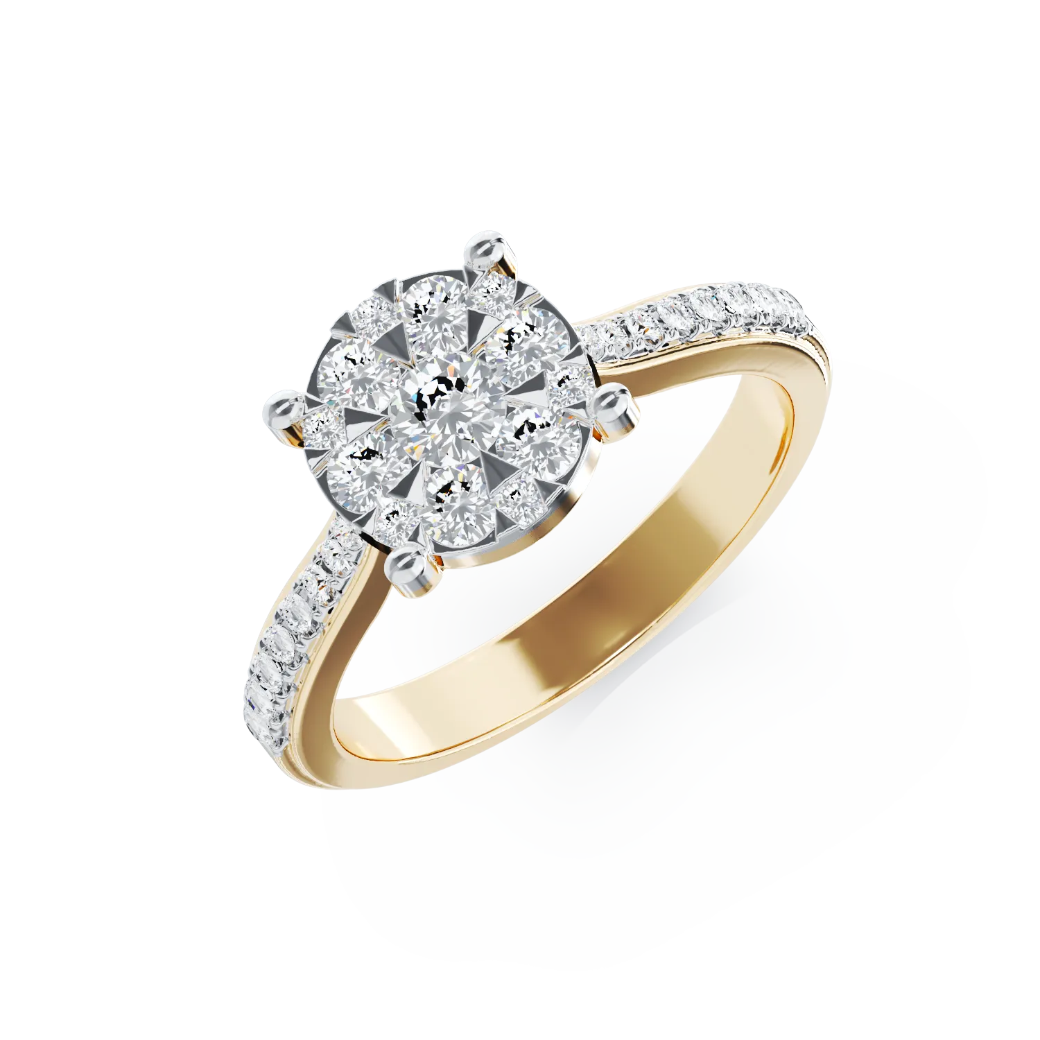 Inel de logodna din aur galben de 18K cu diamante de 0.48ct