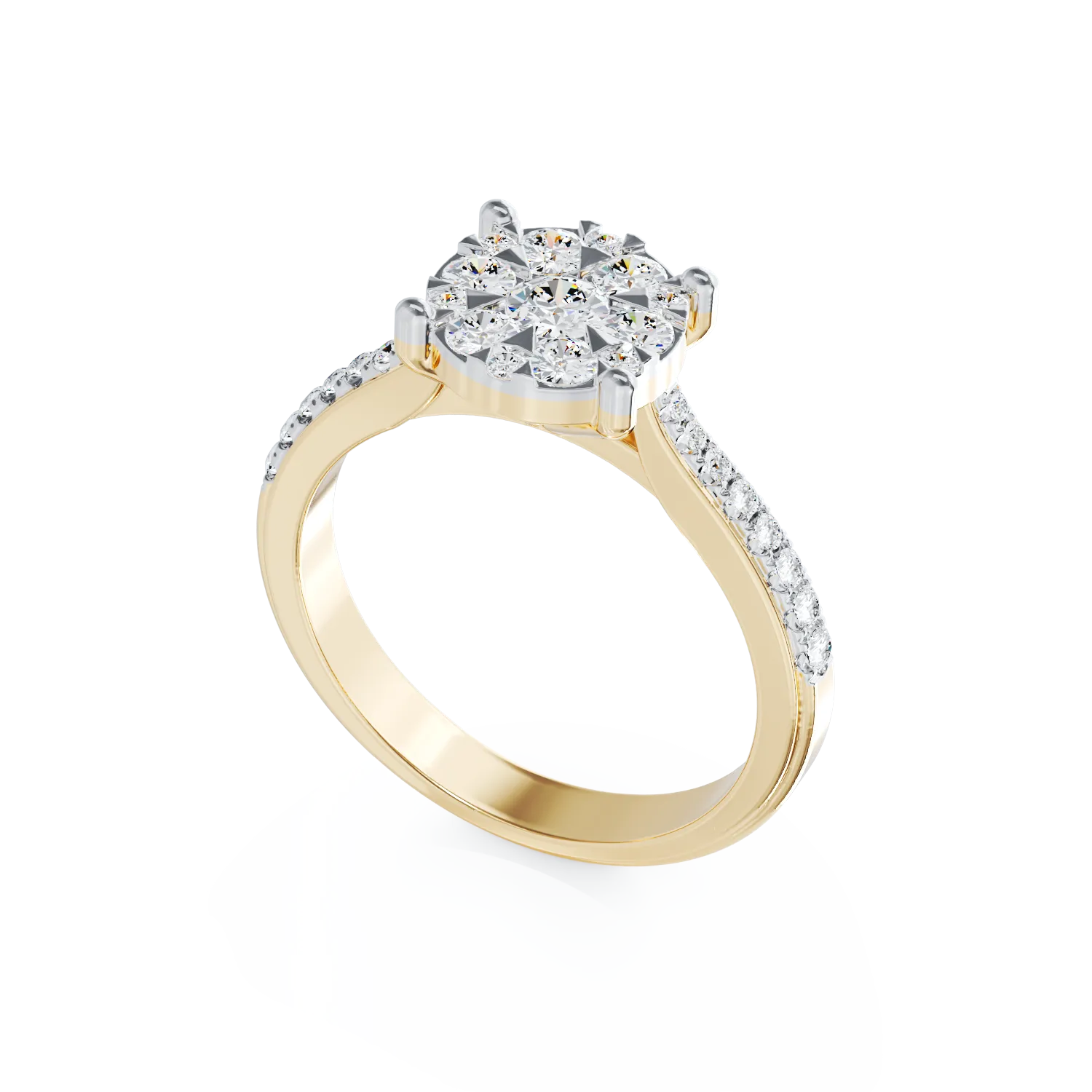Inel de logodna din aur galben de 18K cu diamante de 0.48ct