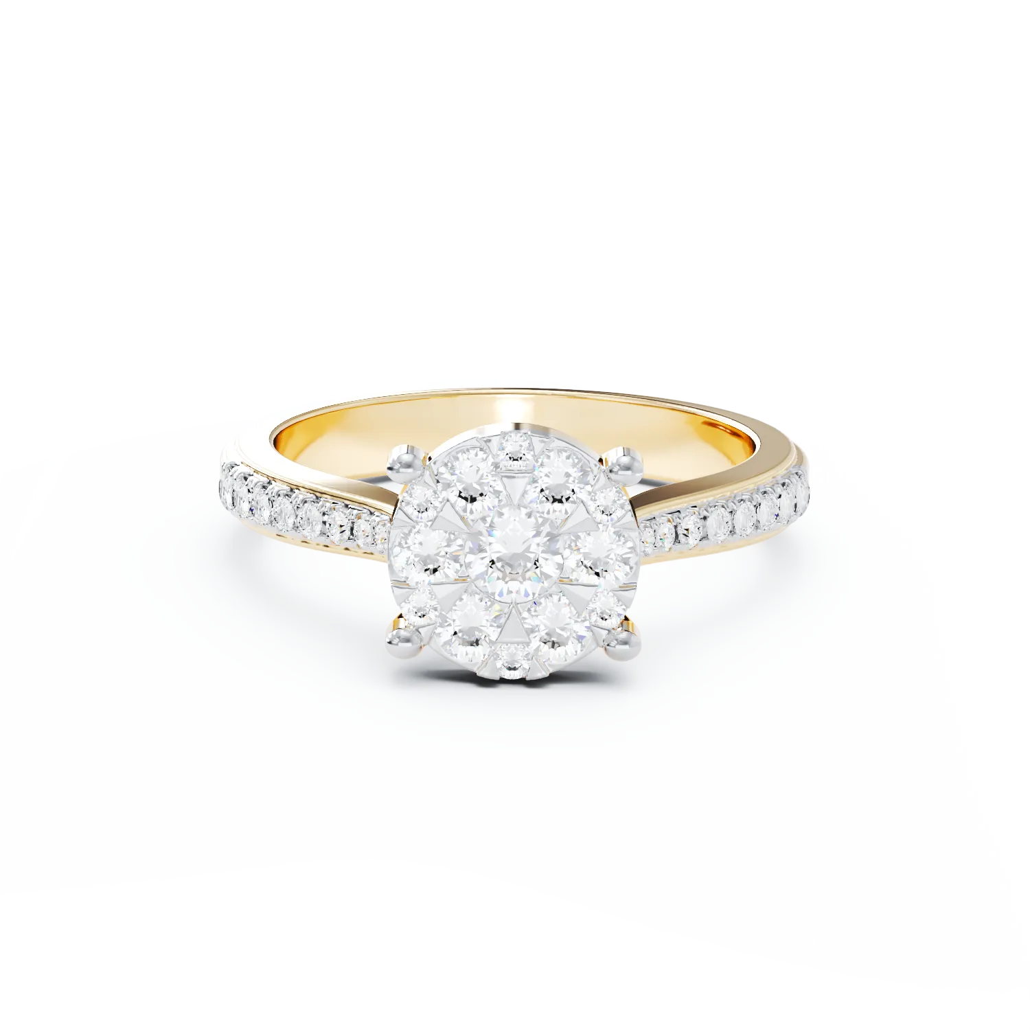 Inel de logodna din aur galben de 18K cu diamante de 0.48ct