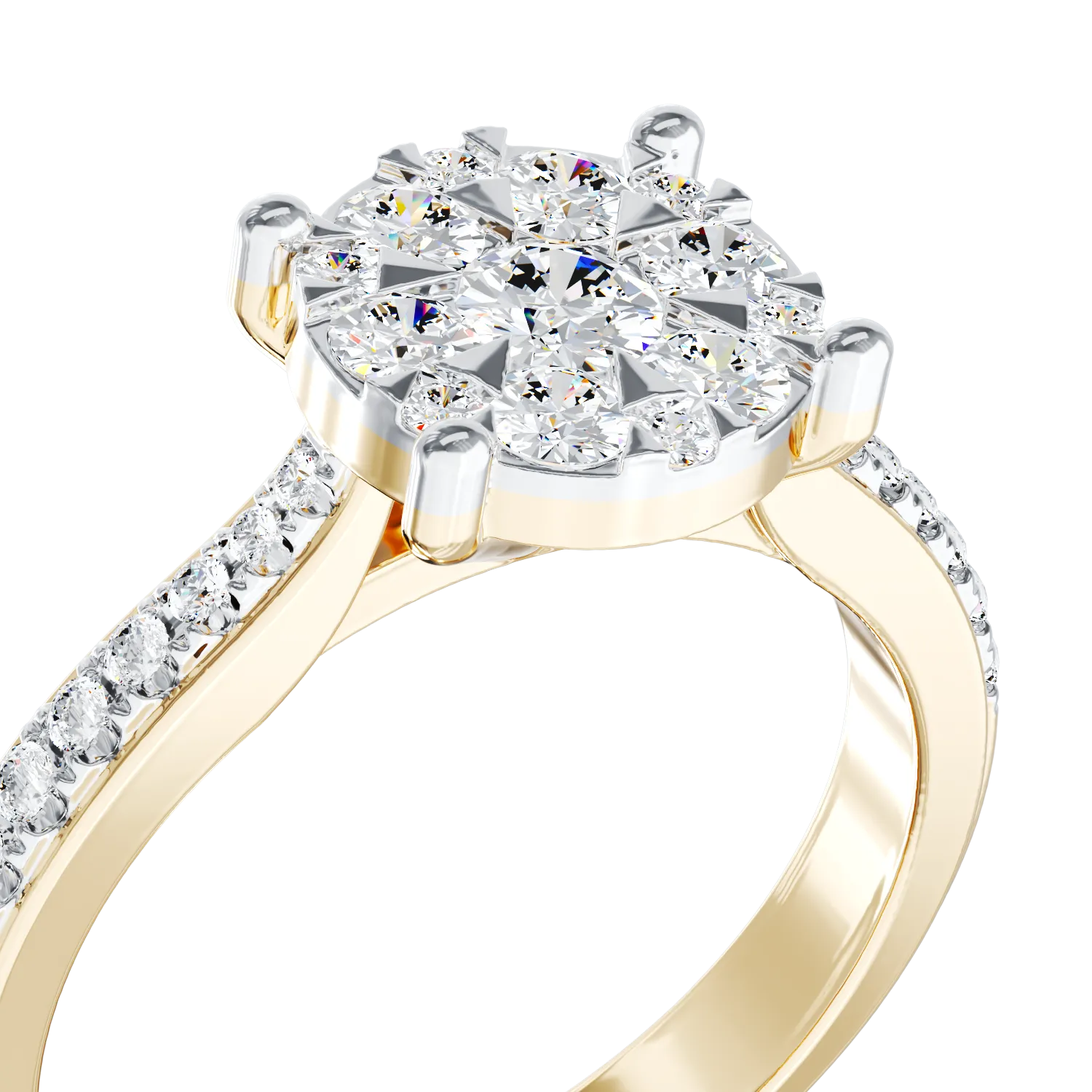 Inel de logodna din aur galben de 18K cu diamante de 0.48ct