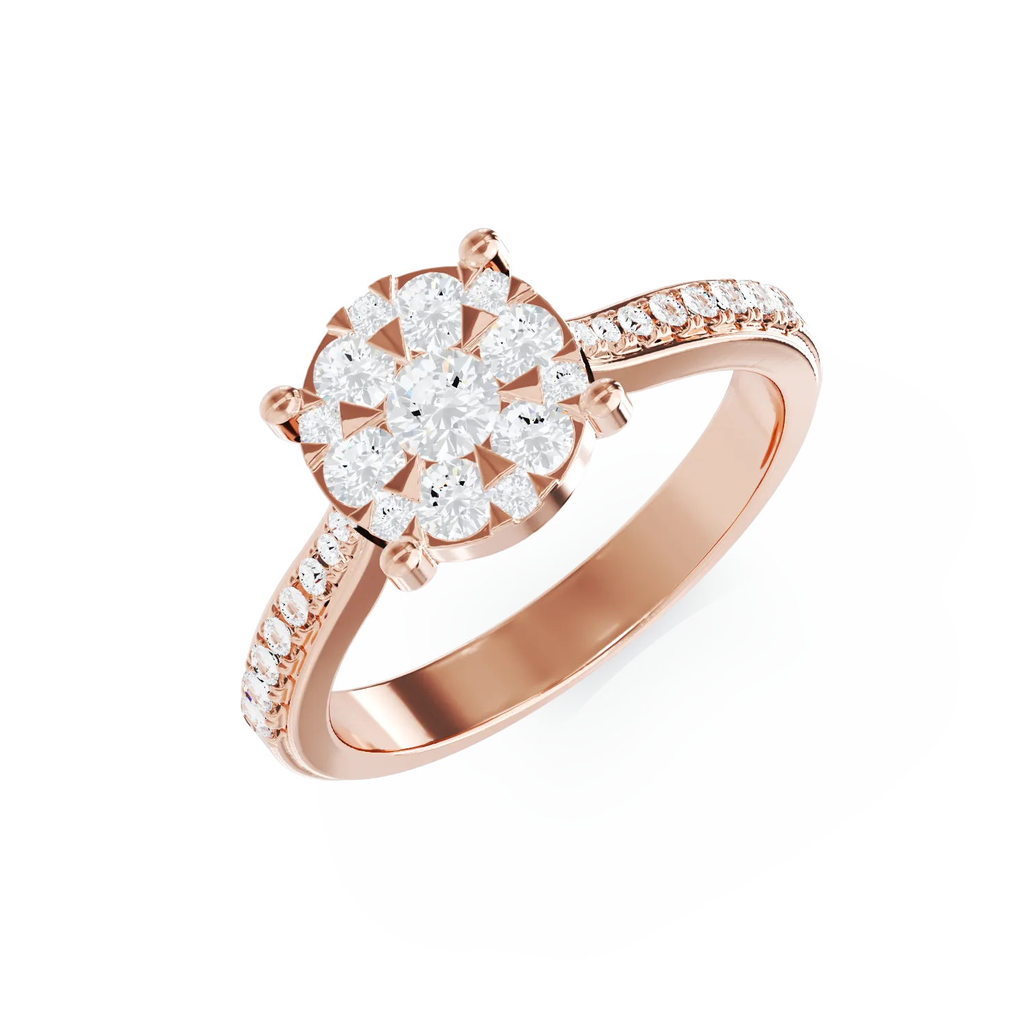 Годежен пръстен от розово злато 18K с диаманти 0.49ct