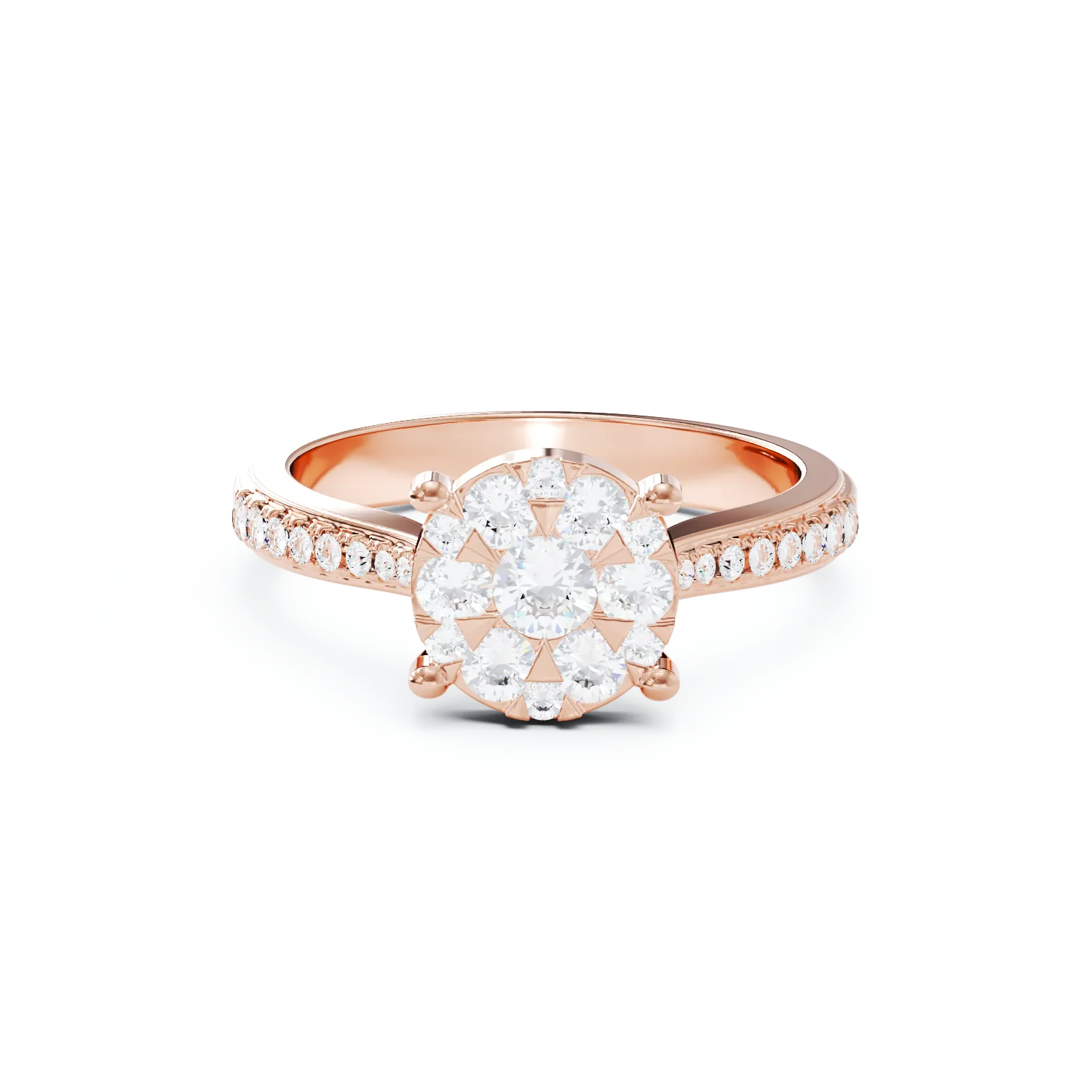 Inel de logodna din aur roz de 18K cu diamante de 0.49ct