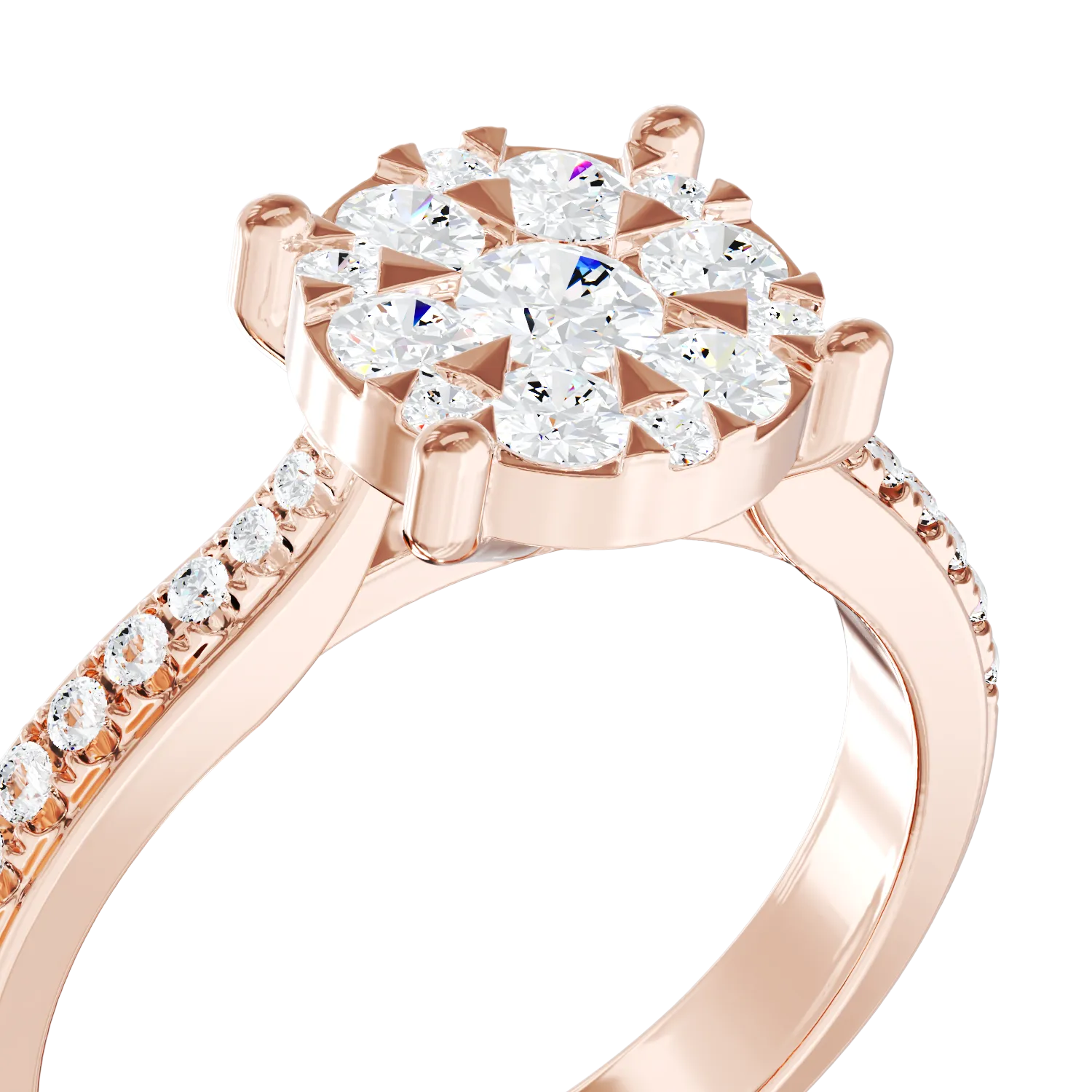 Годежен пръстен от розово злато 18K с диаманти 0.49ct