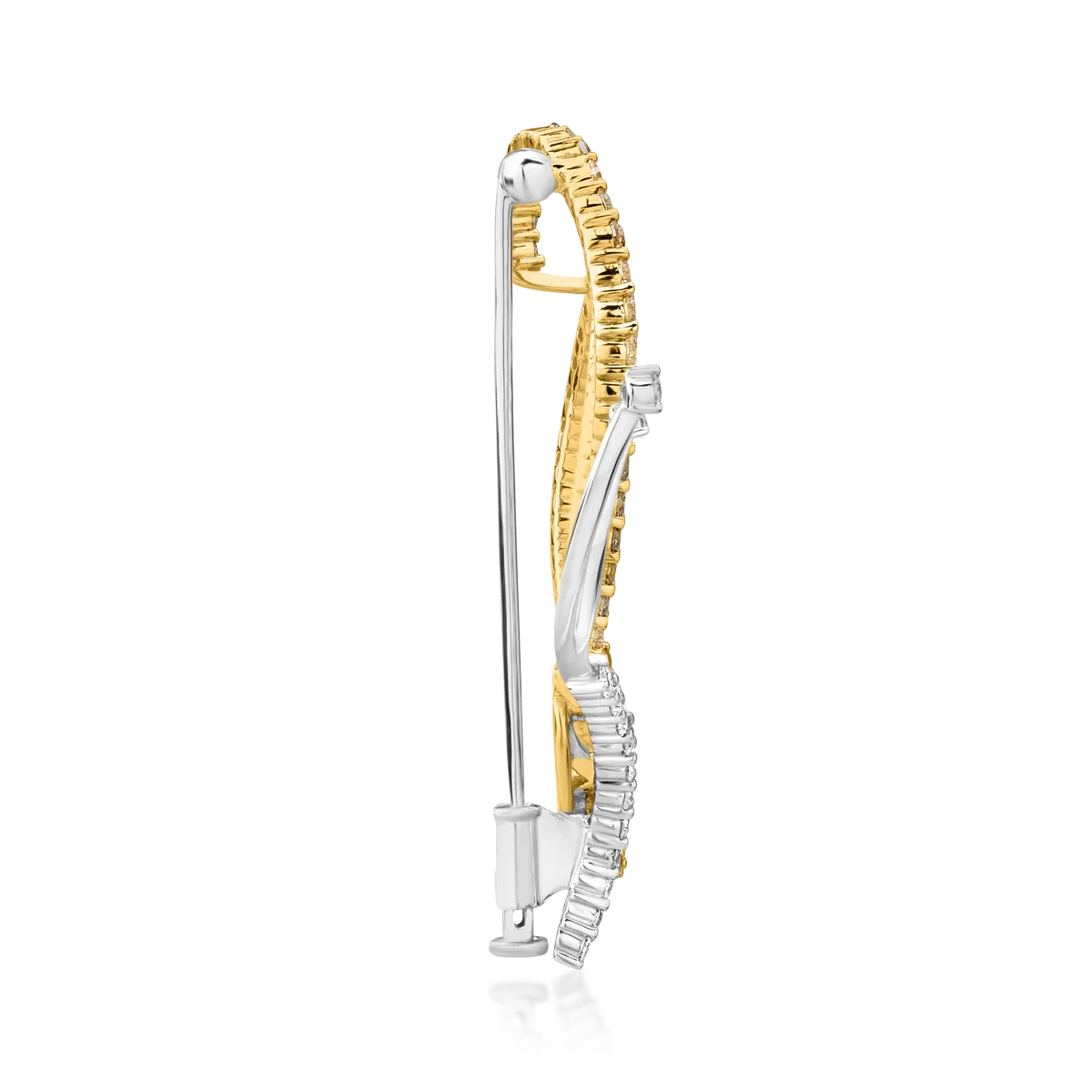 Broszka z 18K białego złota z 1,54ct fantazyjnymi diamentami i 0,31ct diamentami