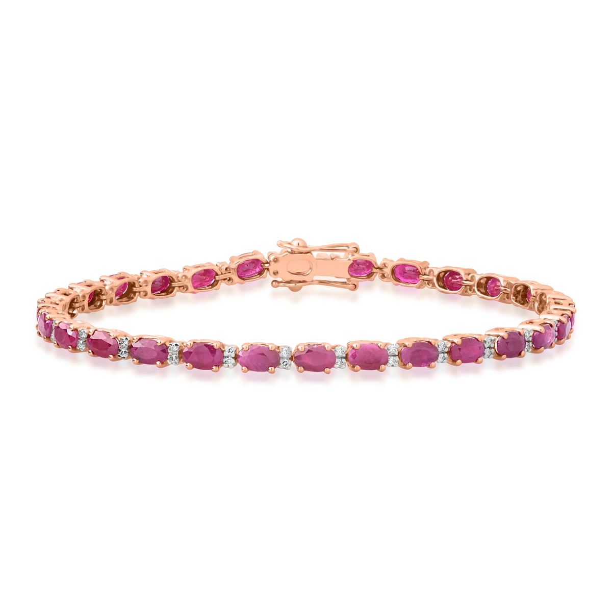 14K rose gold tennis bracelet with 8.02ct rubies and 0.31ct diamonds