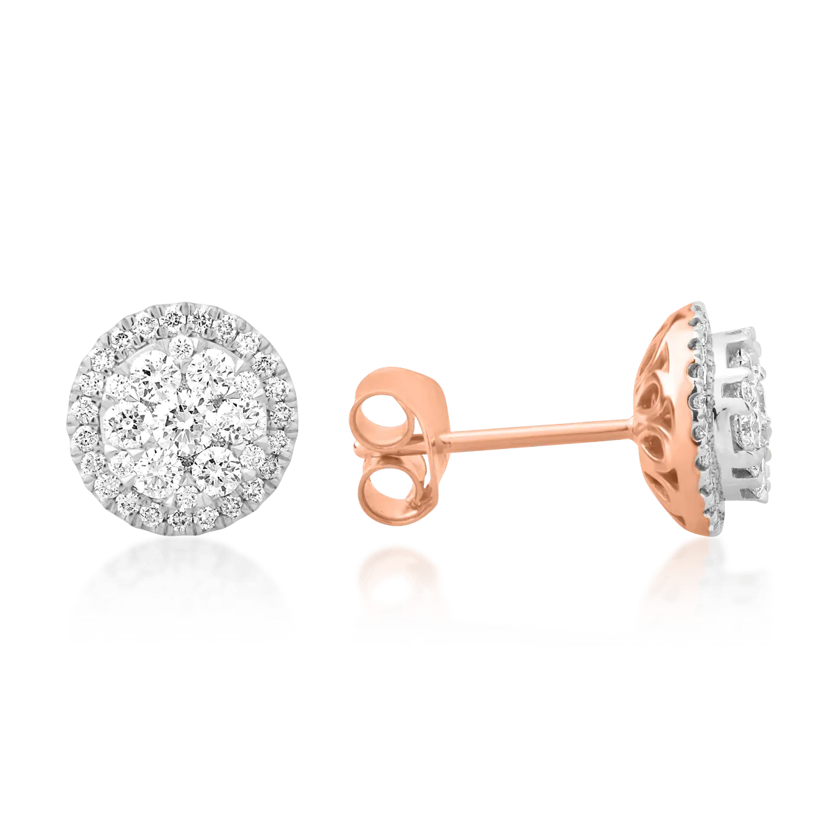 Cercei din aur alb-roz cu diamante de 0.661ct