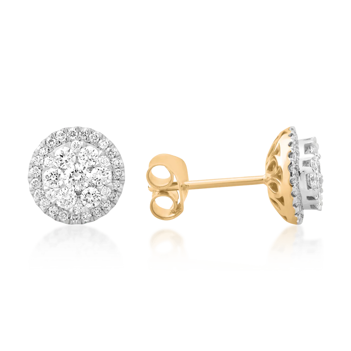 Cercei din aur alb-galben cu diamante de 0.652ct