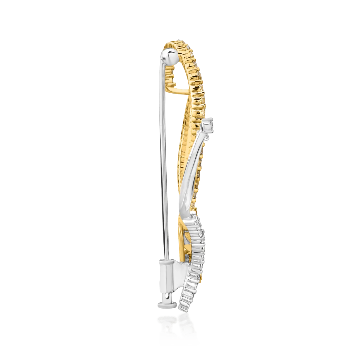 Brosa fluture din aur alb-galben de 18K cu fancy diamond de 1.52ct si diamante de 0.3ct