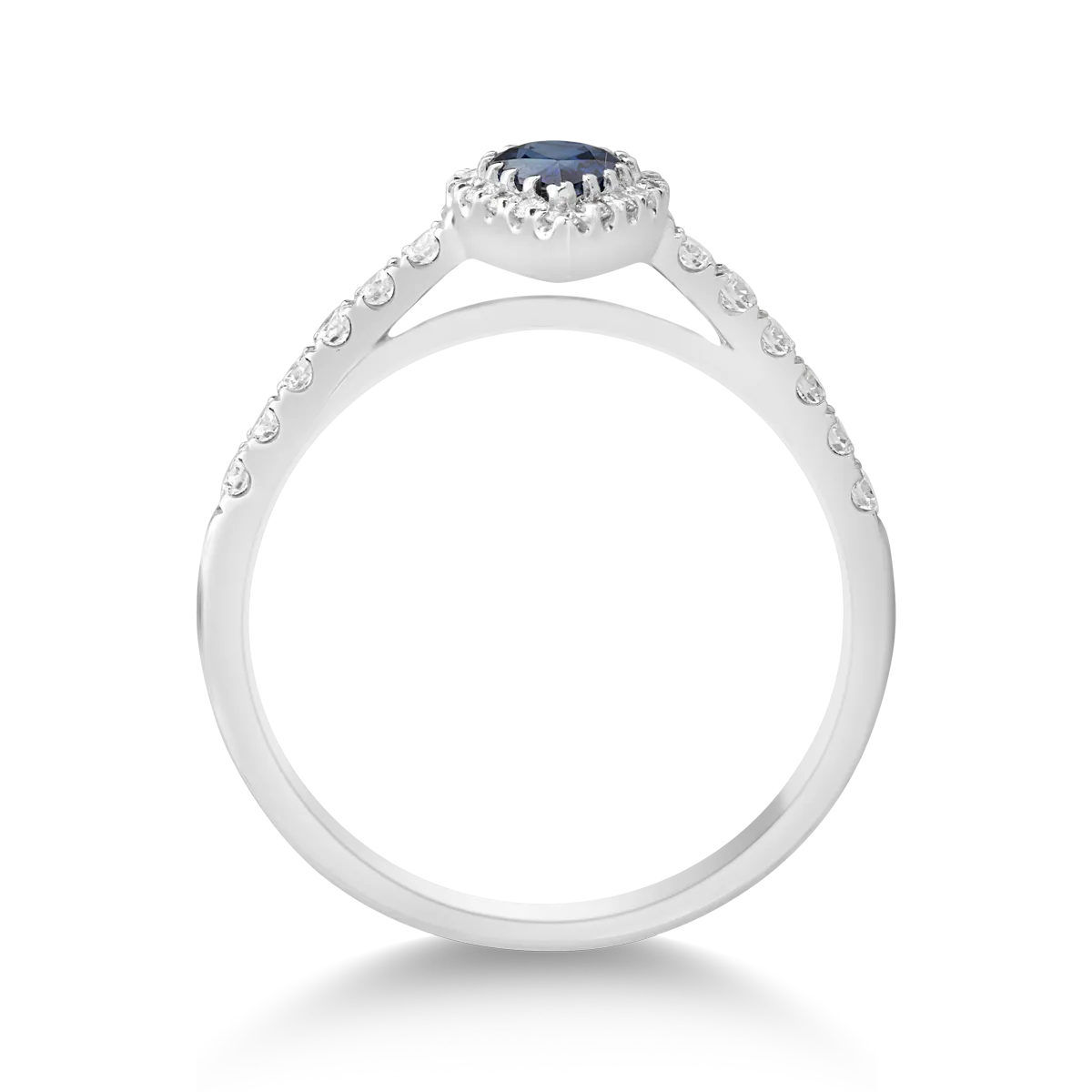18K fehérarany gyűrű 0.45ct zafírral és 0.24ct gyémántokkal