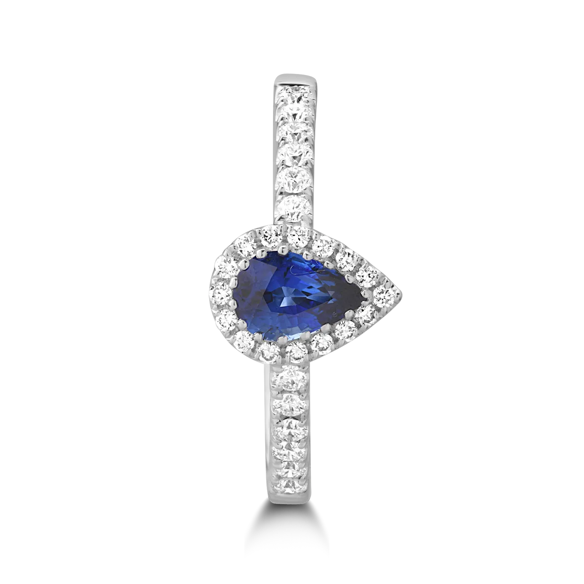 Inel din aur alb de 18K cu safir de 0.45ct si diamante de 0.24ct