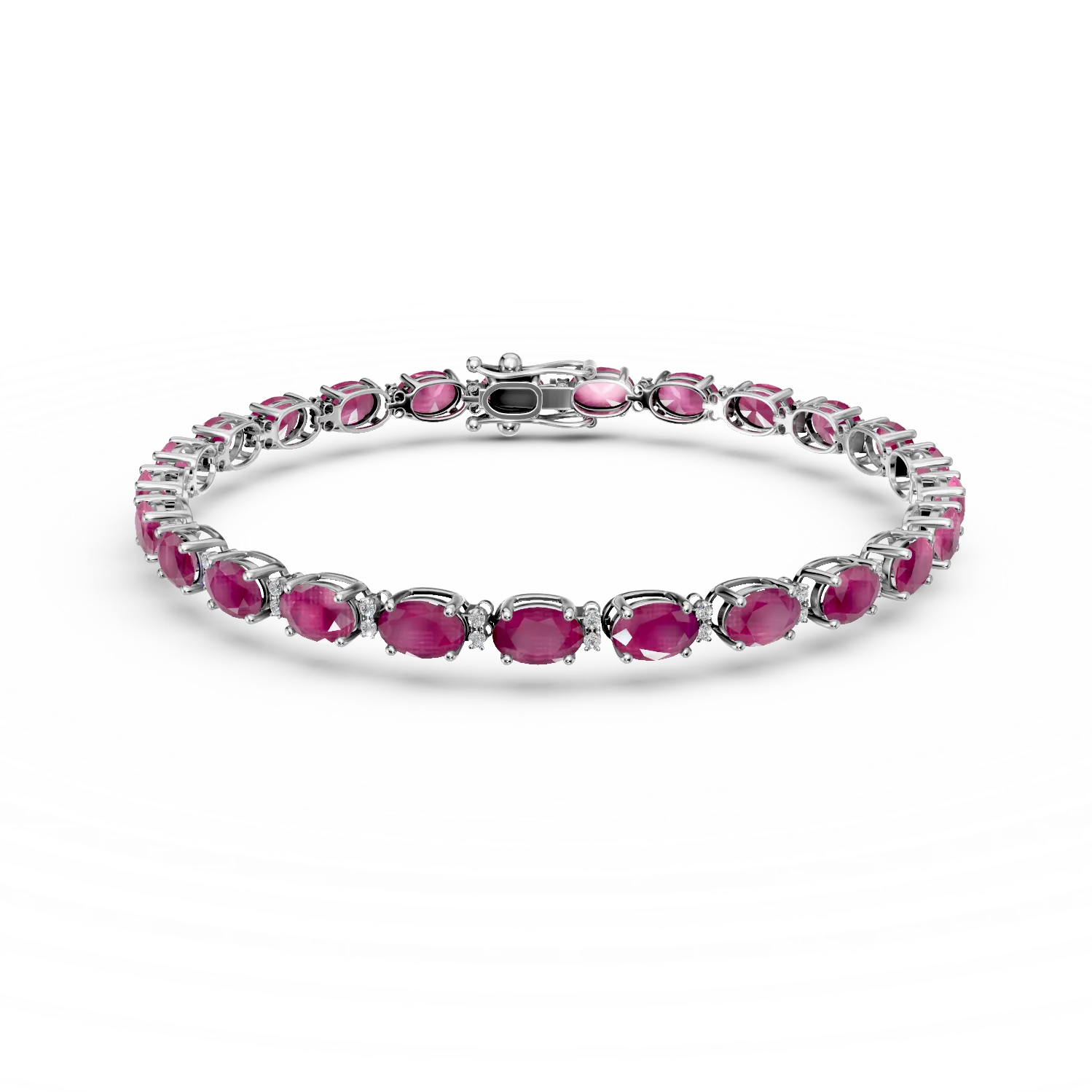 Bratara tennis din aur alb cu rubine ovale de 7.16ct si diamante de 0.31ct