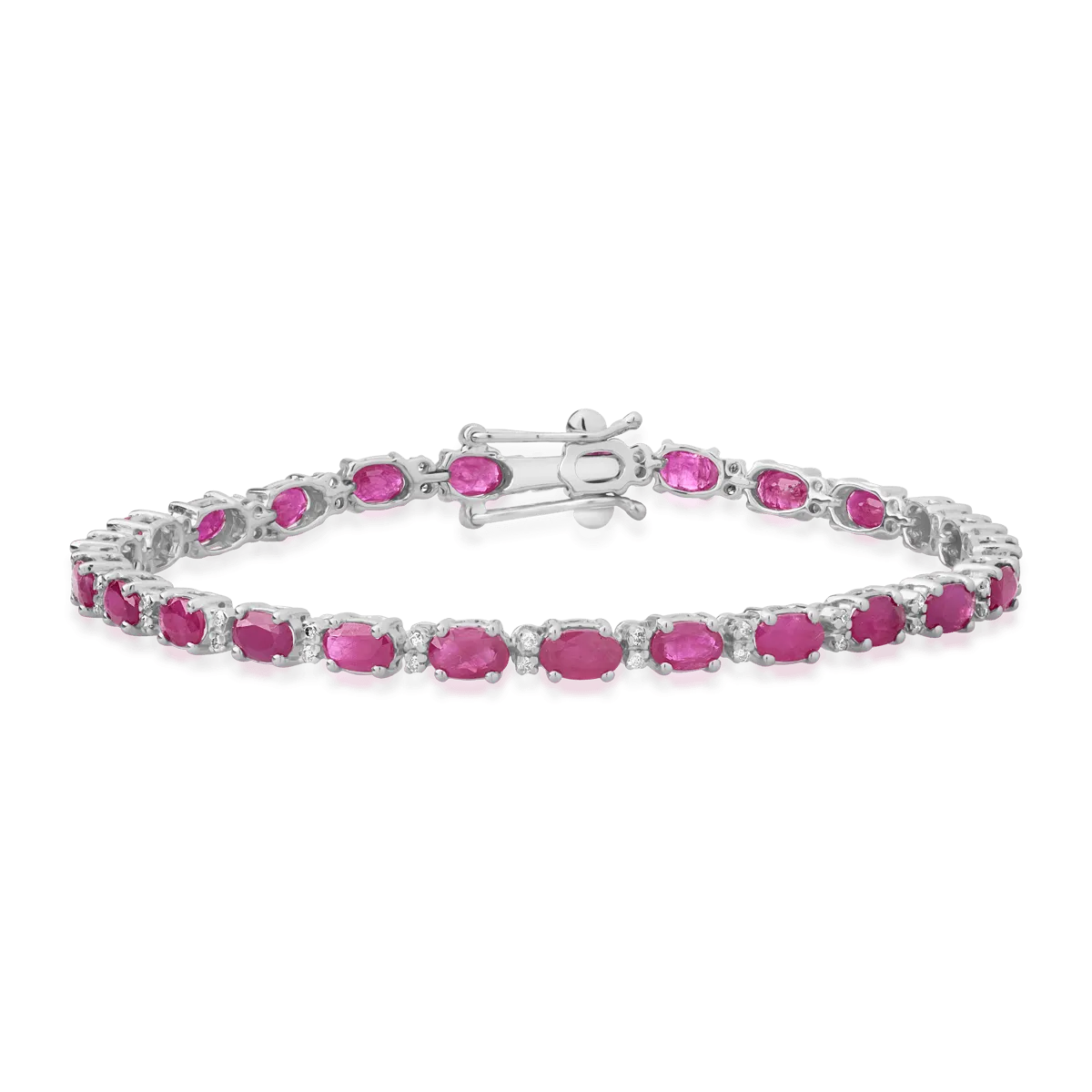 Bratara tennis din aur alb cu rubine ovale de 7.16ct si diamante de 0.31ct