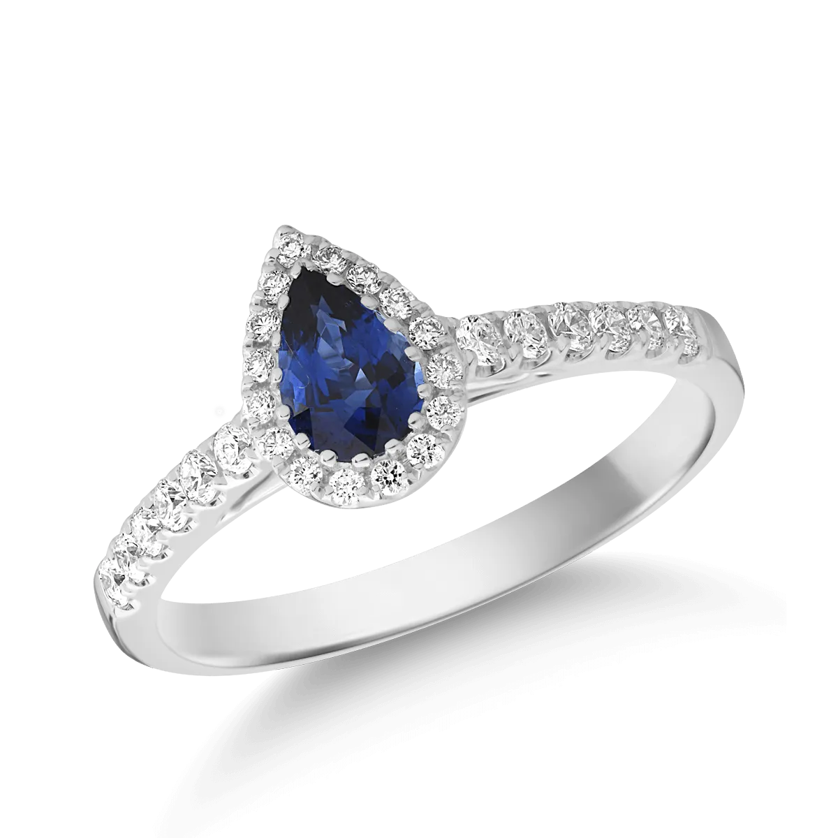 18K white gold ring with 0.51ct sapphire and 0.25ct diamonds