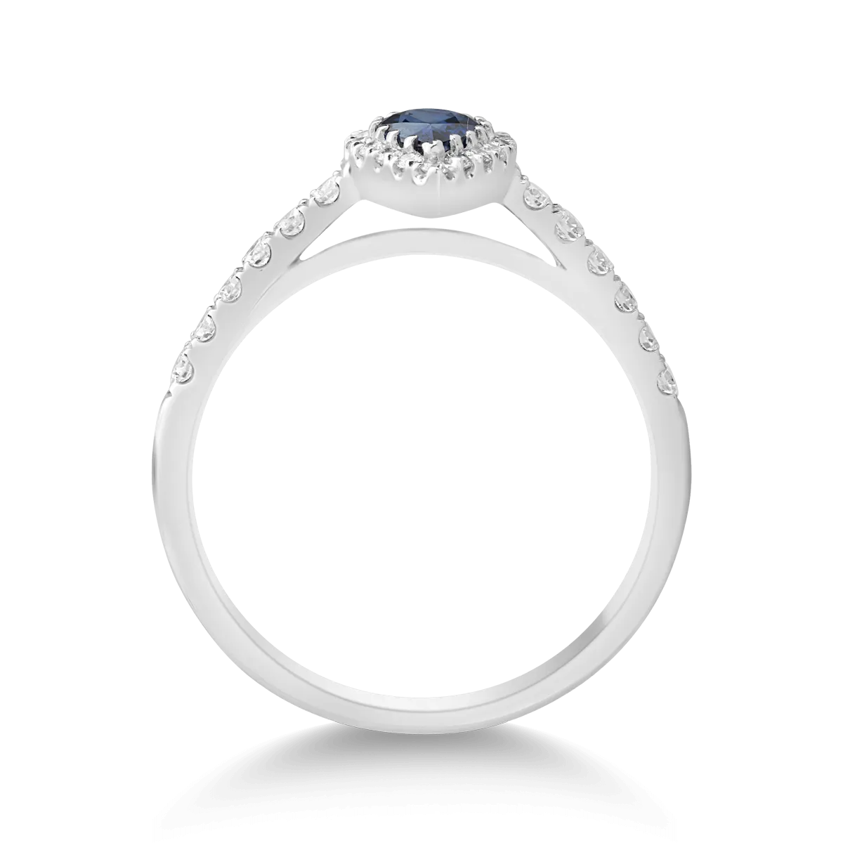 18 karátos fehérarany gyűrű 0.51 karátos zafírral és 0.25 karátos gyémántokkal
