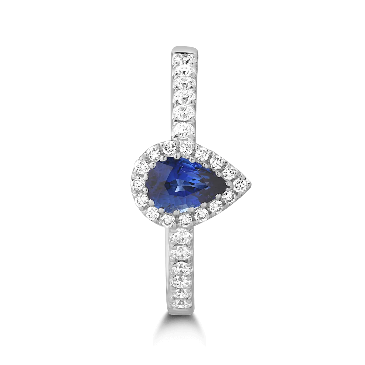 18K white gold ring with 0.51ct sapphire and 0.25ct diamonds