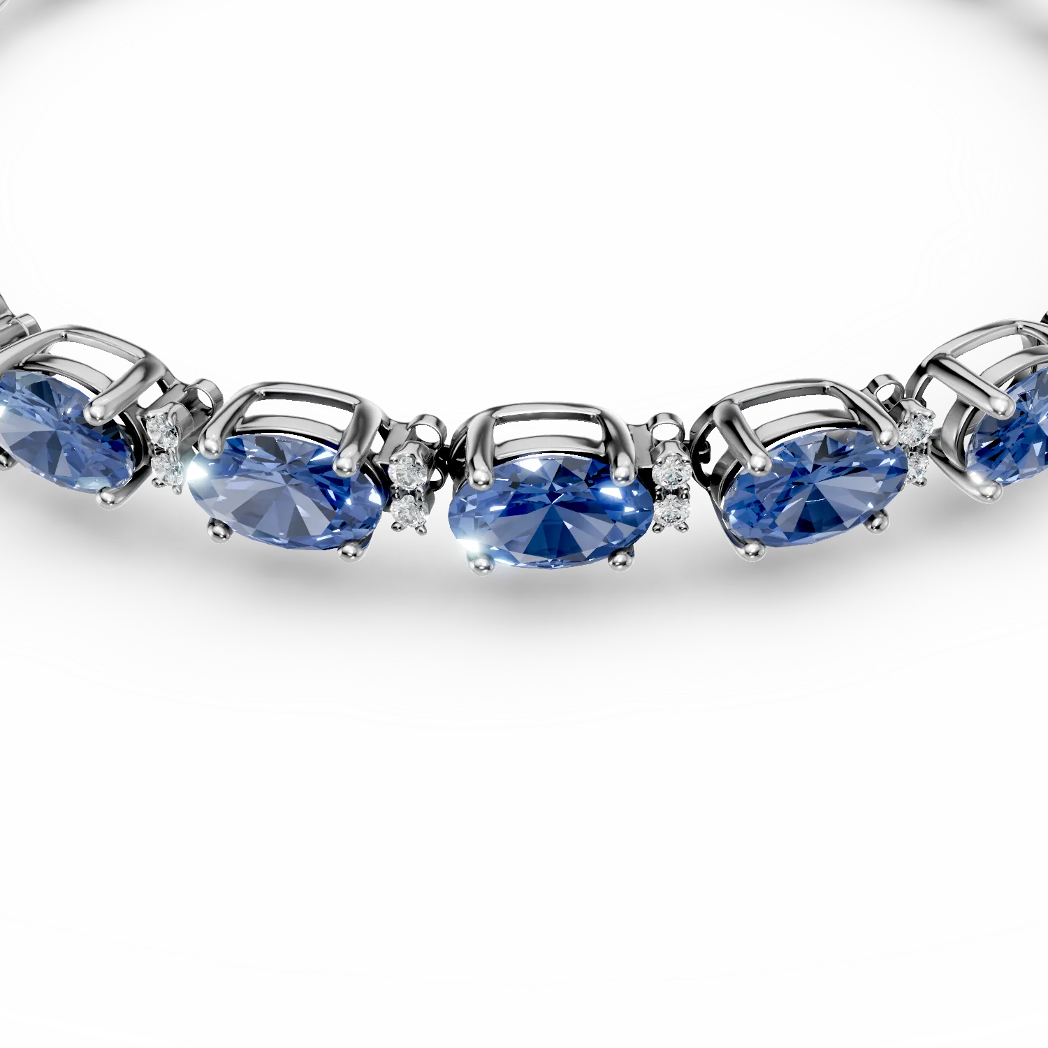 14 karátos fehérarany karkötő 10.66 karátos tanzanittal és 0.25 karátos gyémántokkal