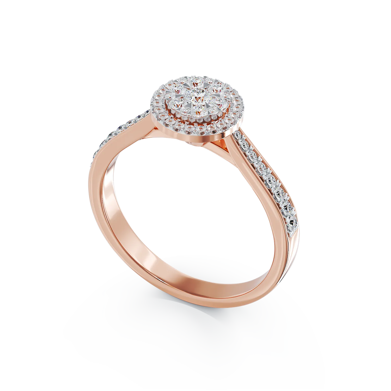 Inel de logodna din aur roz de 18K cu diamante de 0.427ct
