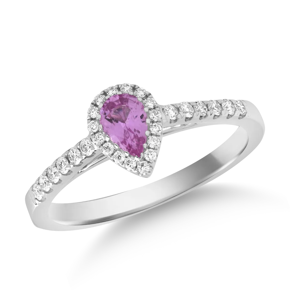 Teilor Inel din aur alb cu safir roz pear de 0.4ct si diamante de 0.2ct