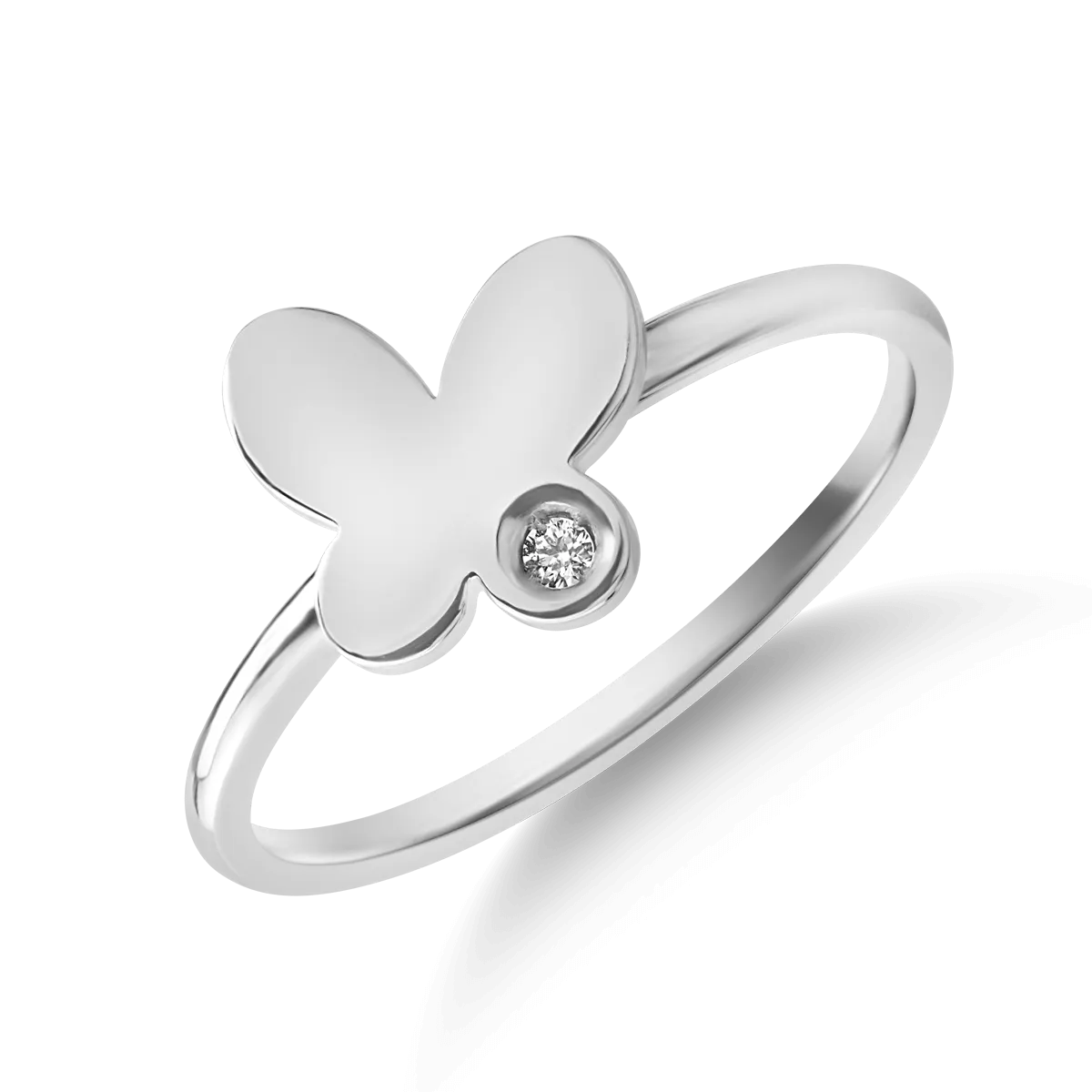 14K white gold butterfly ring