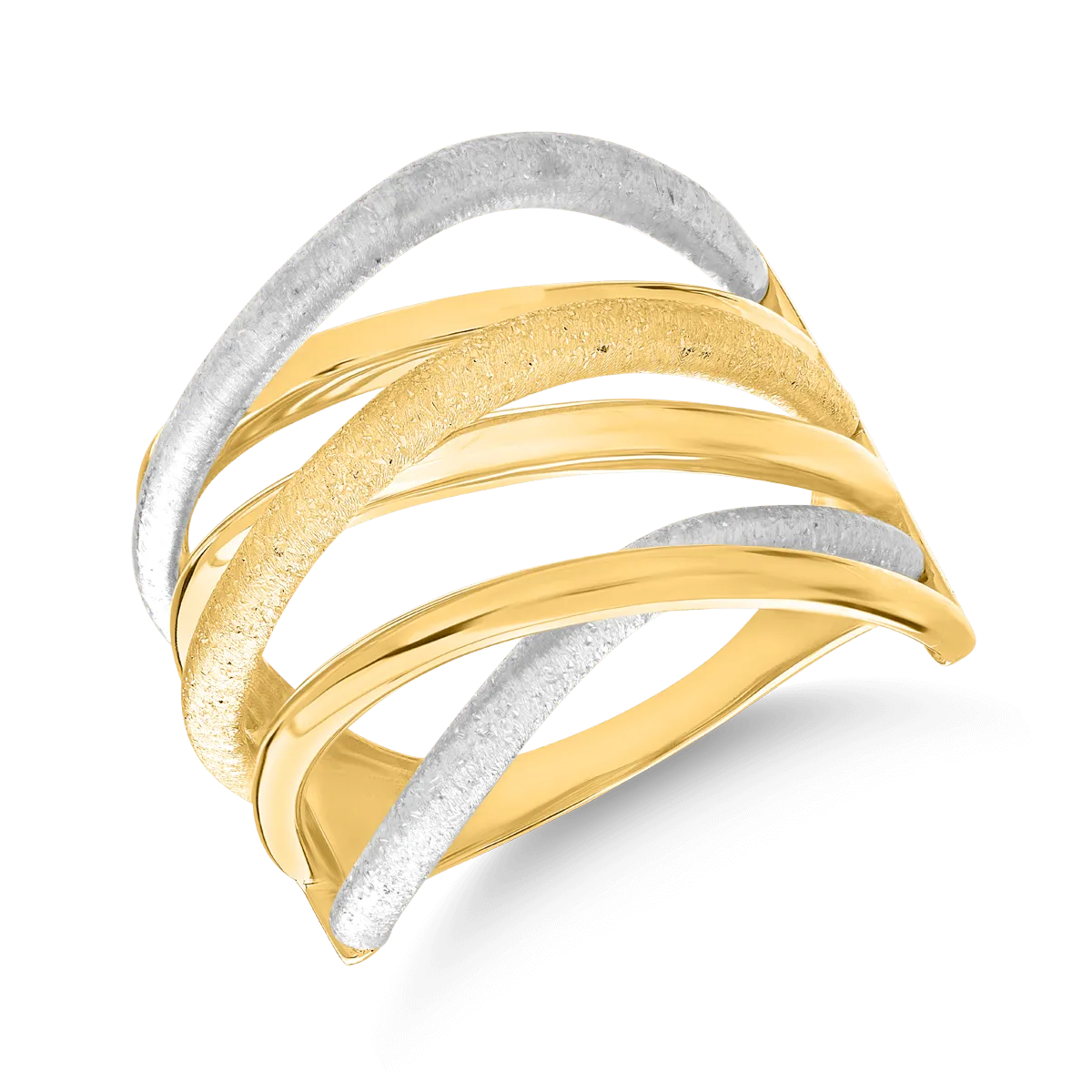Gyűrű 14K-os fehér- sárga aranyból