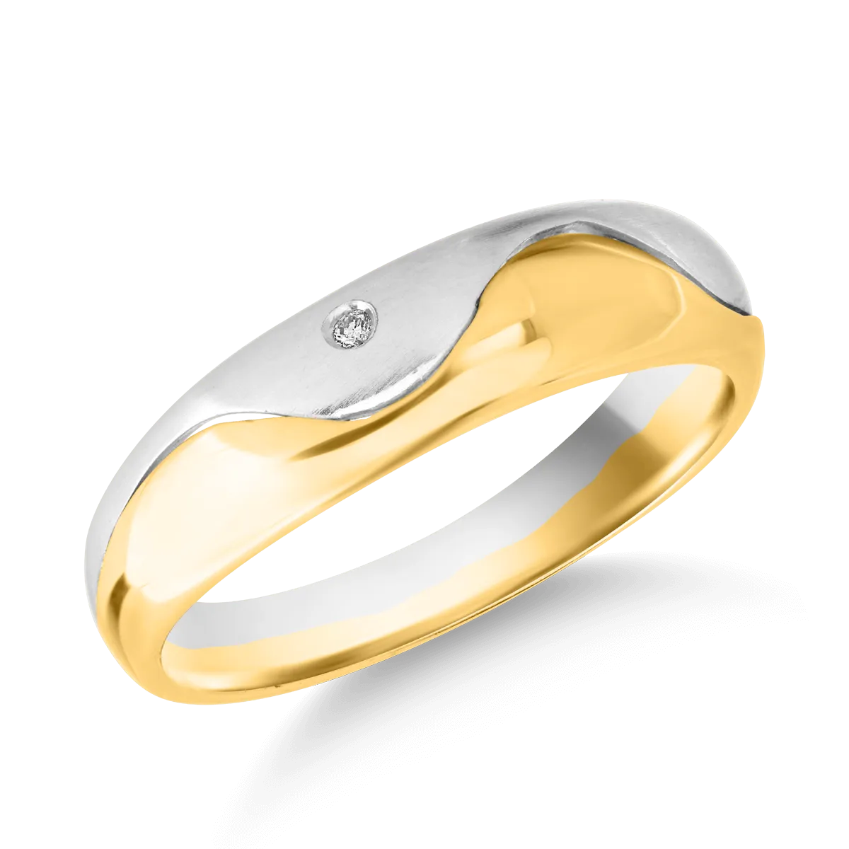 14K white-yellow gold men ring with 0.01ct diamond