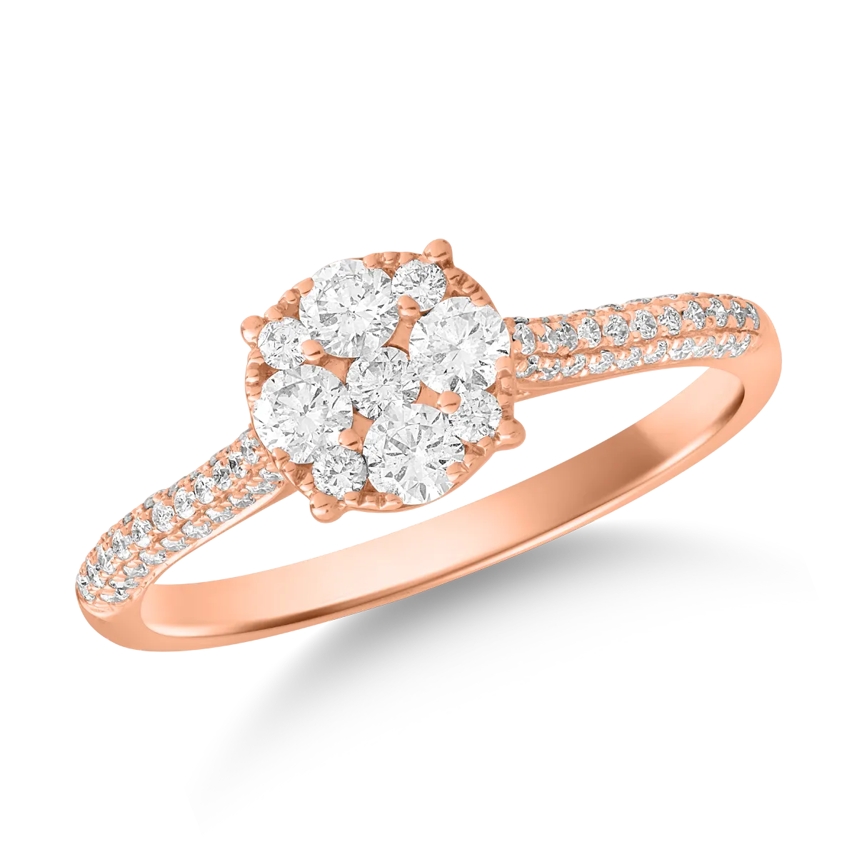 18k rose gold ring with diamonds of 0.53ct