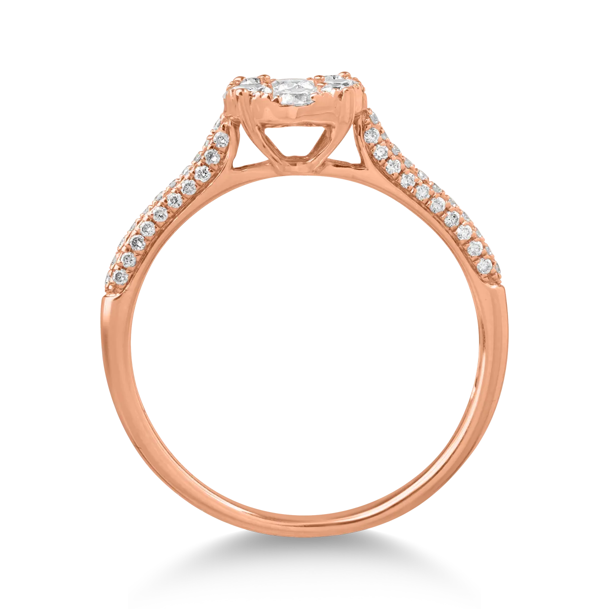 18k rózsaszín arany gyűrű gyémántokkal 0,53ct